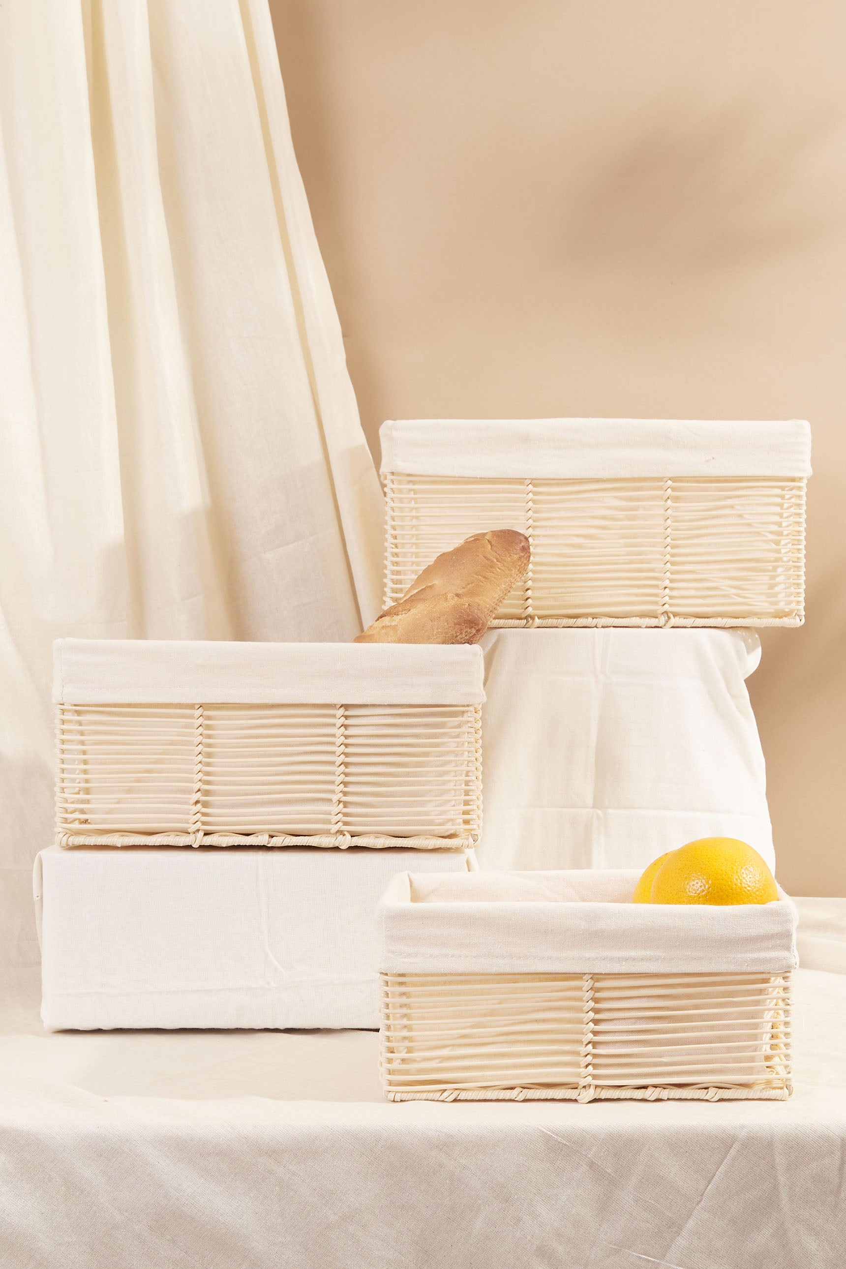 Sedge White Basket - Set Of 3
