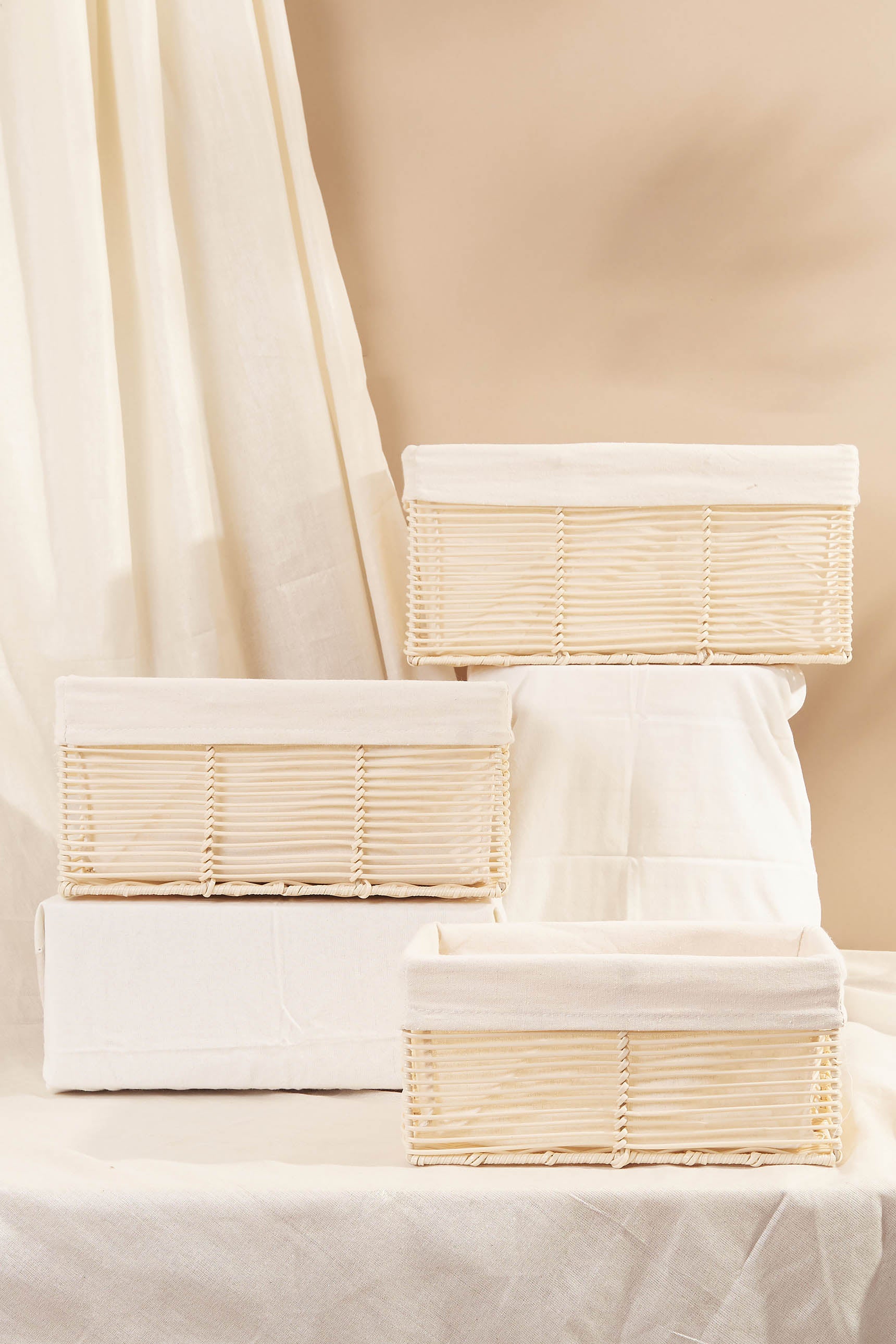 Sedge White Basket - Set Of 3