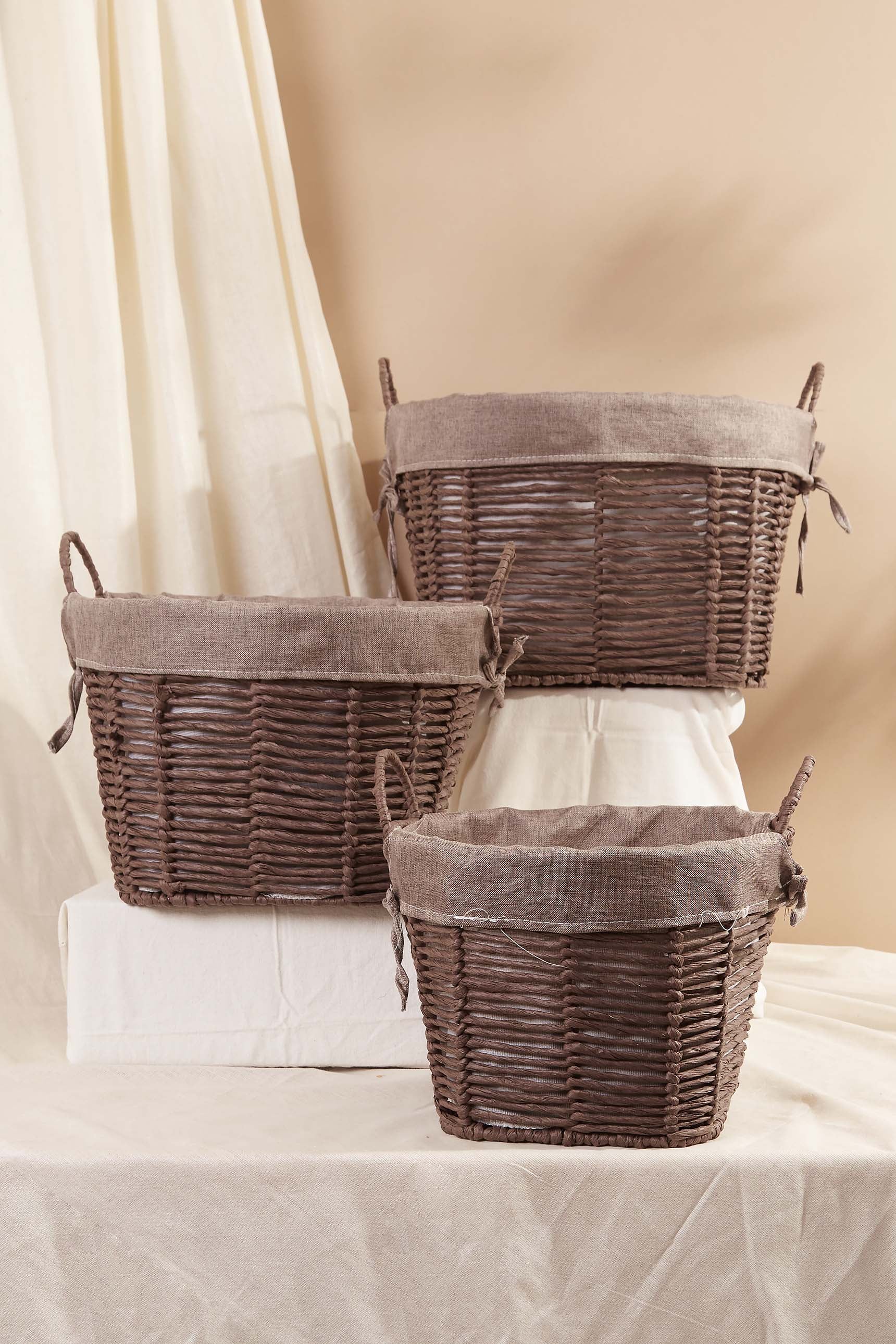 Brown Jute Basket - Set Of 3