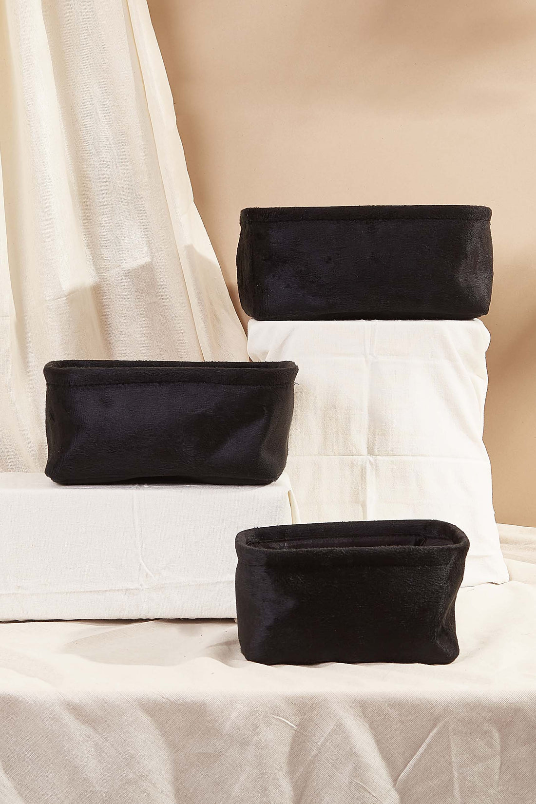 Velvet Black Basket - Set Of 3