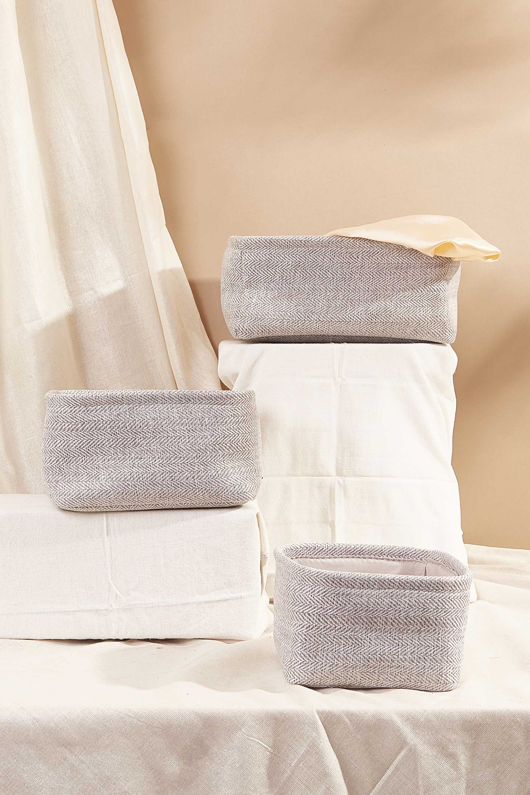 White Blend Basket - Set Of 3