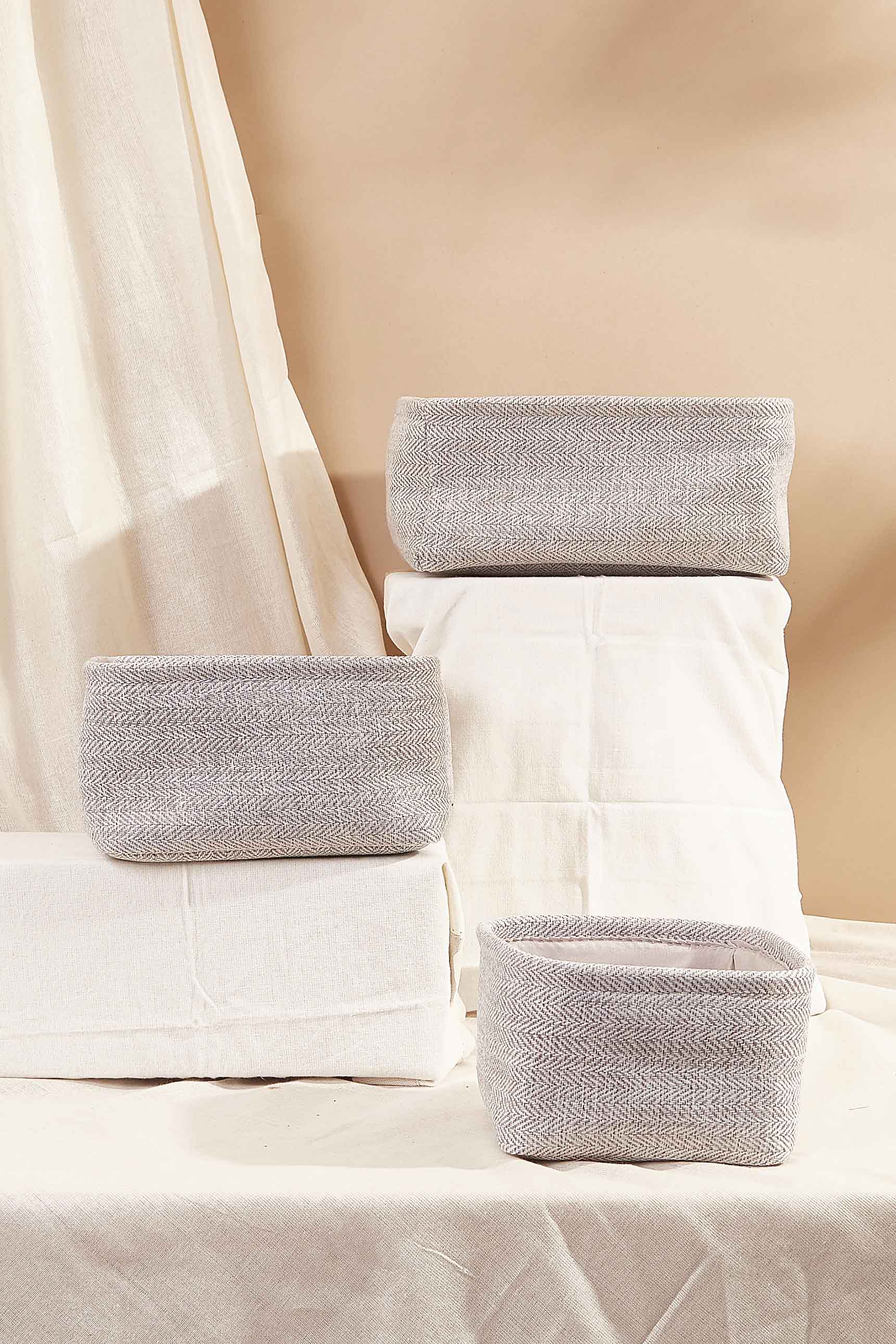 White Blend Basket - Set Of 3