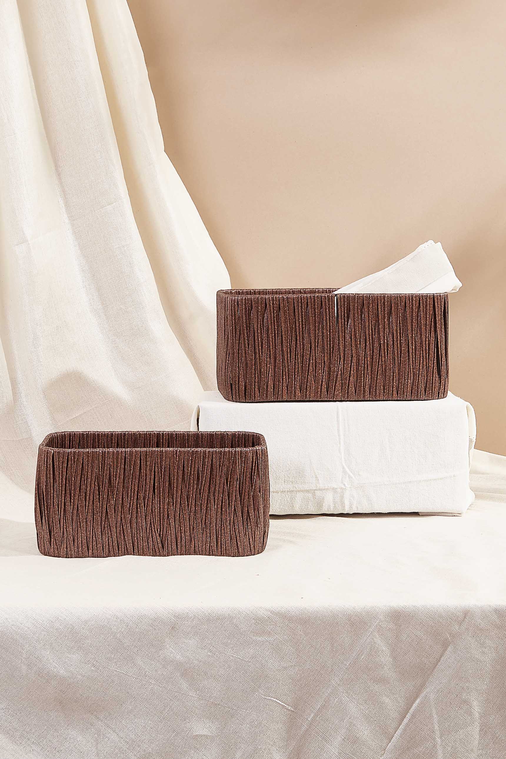 Brown Woven Basket - Set Of 2
