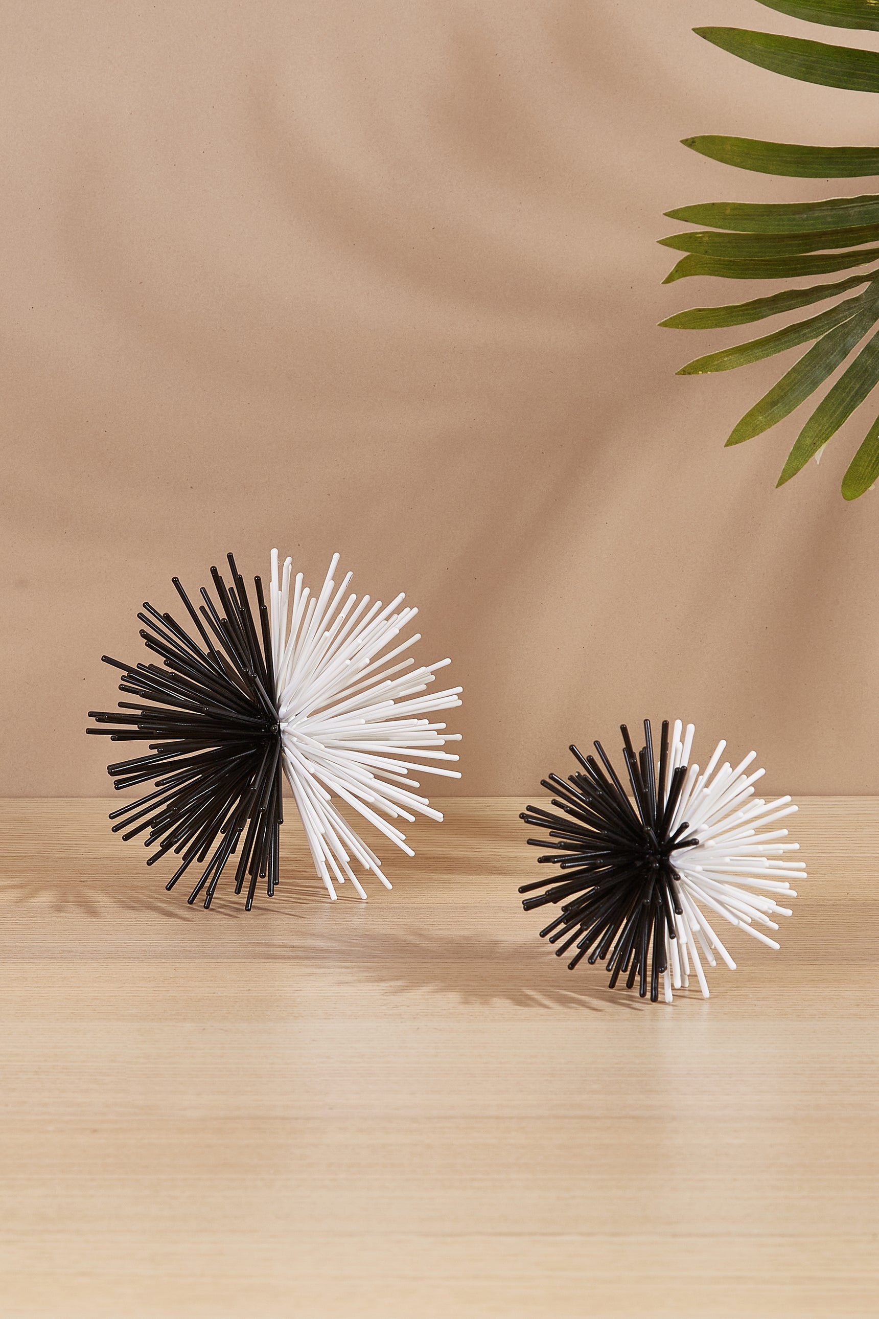 Sunburst Black & White Spheres - Set Of 2