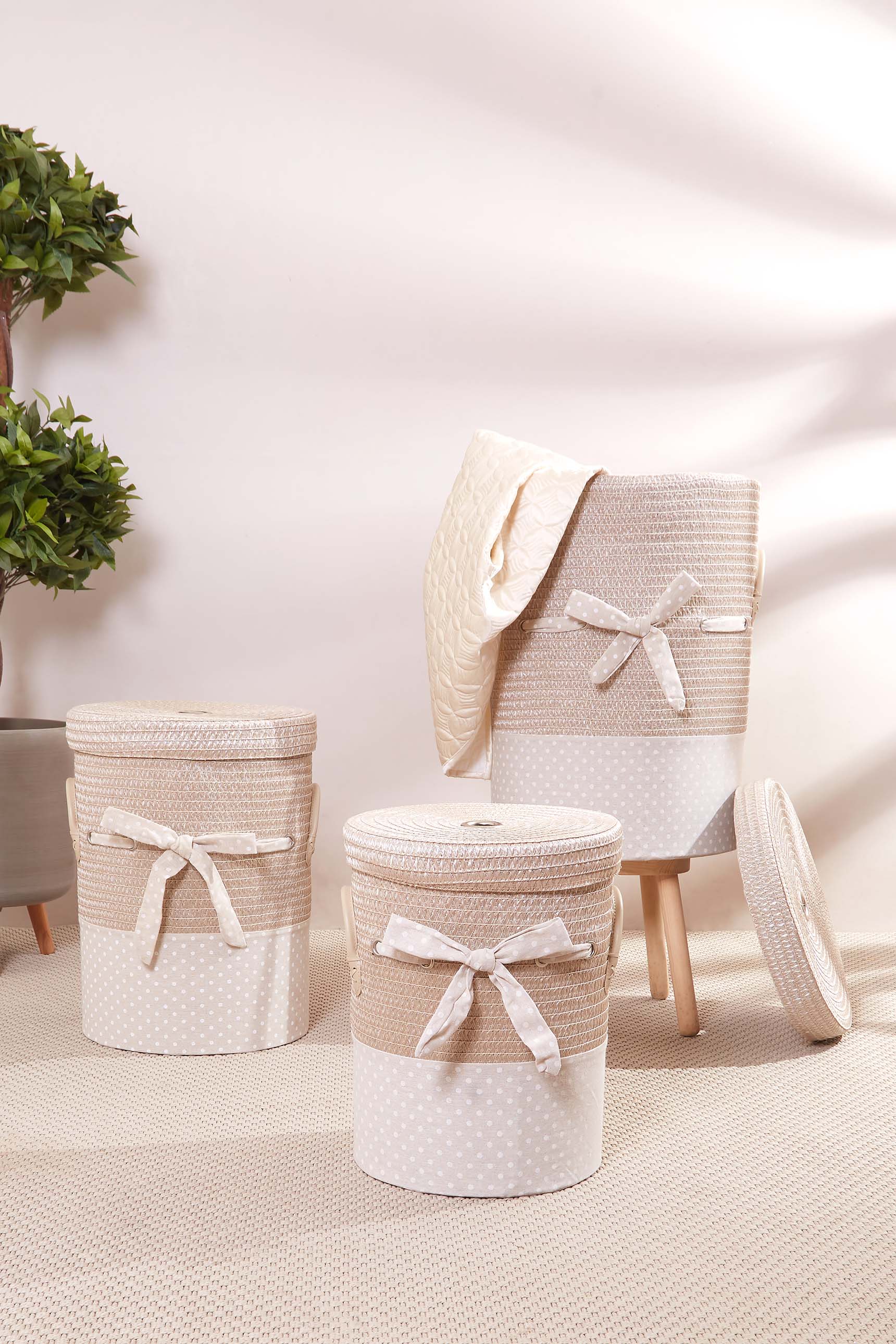 Chevonne Beige Laundry Basket - Large (Only for Mumbai)