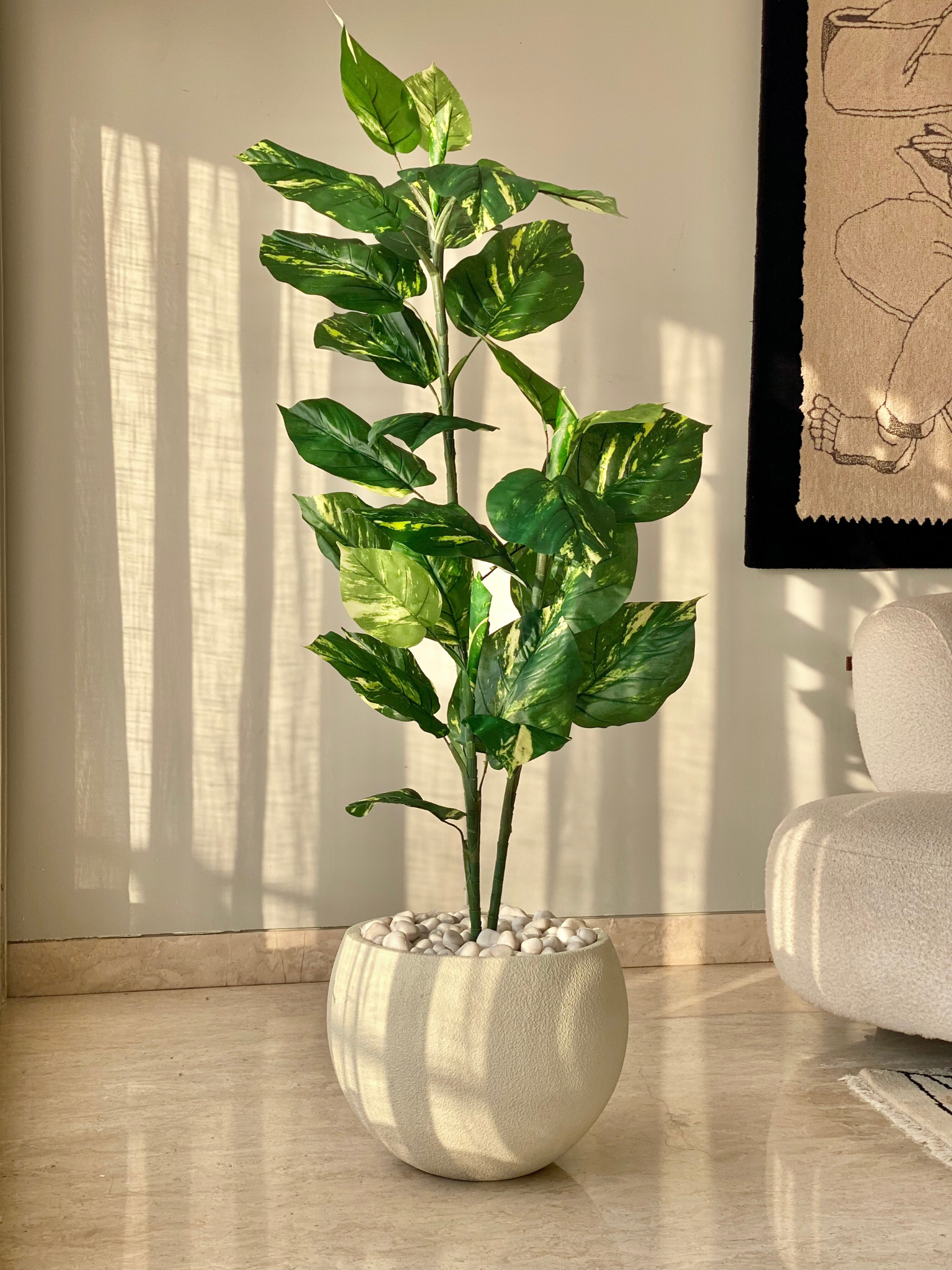 Artificial Variegated Pothos Plant - 5 Feet