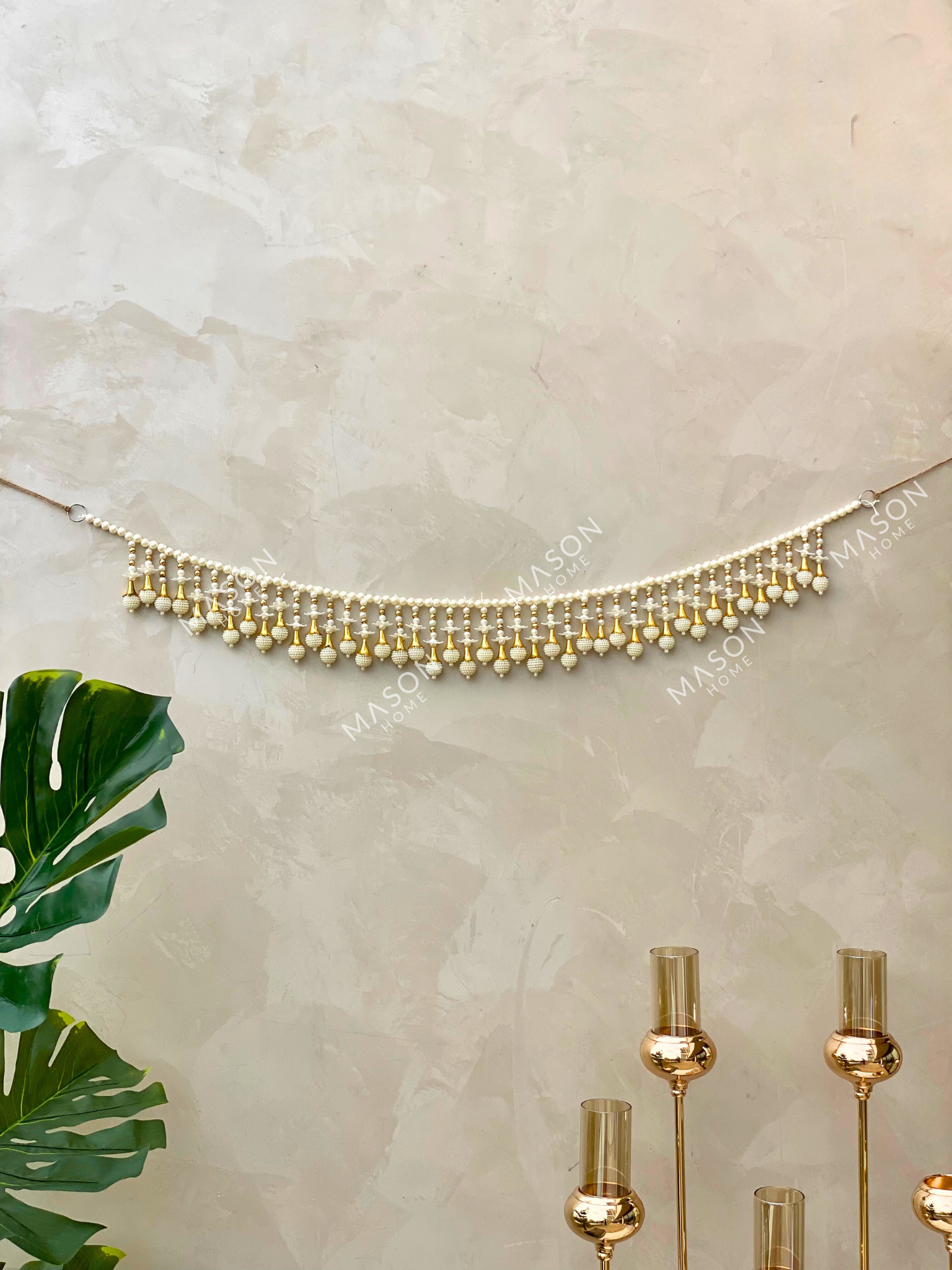 Festive Blossom Toran - White & Gold