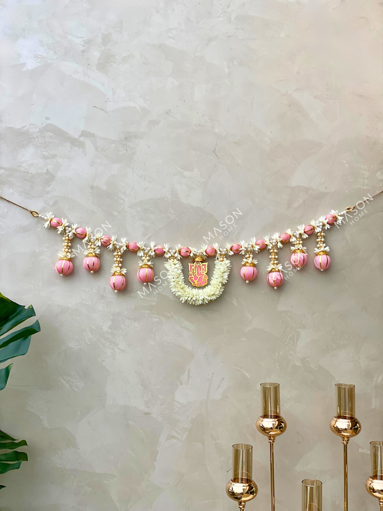 Festive Ganpati Floral Pink Toran