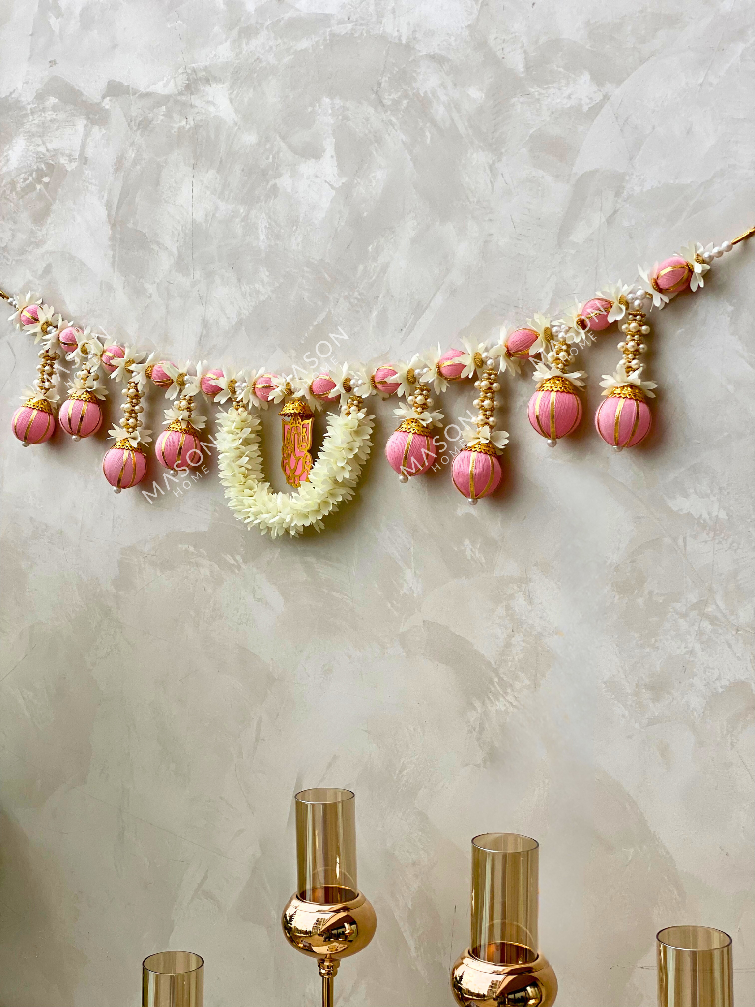 Festive Ganpati Floral Pink Toran