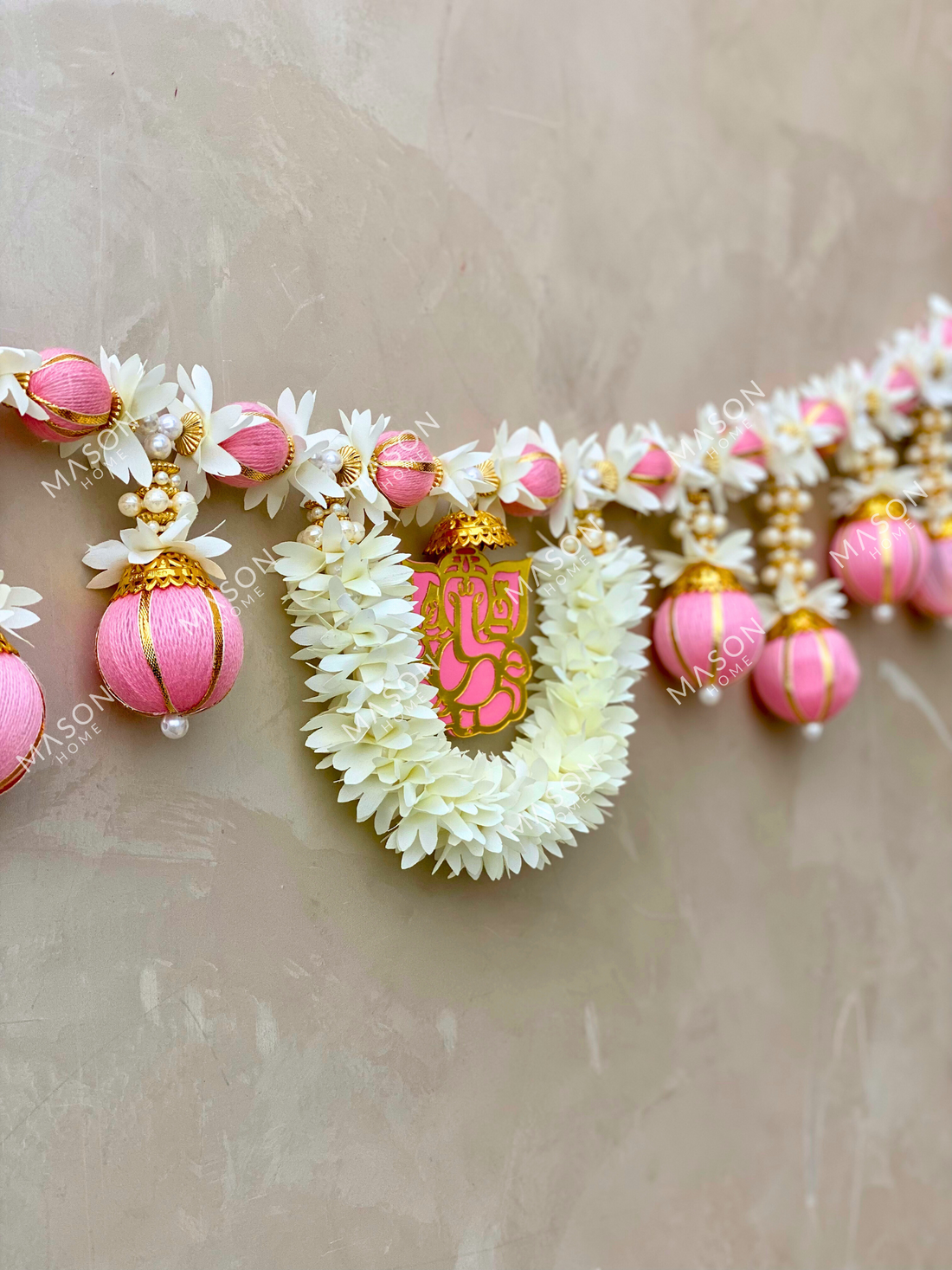 Festive Ganpati Floral Pink Toran