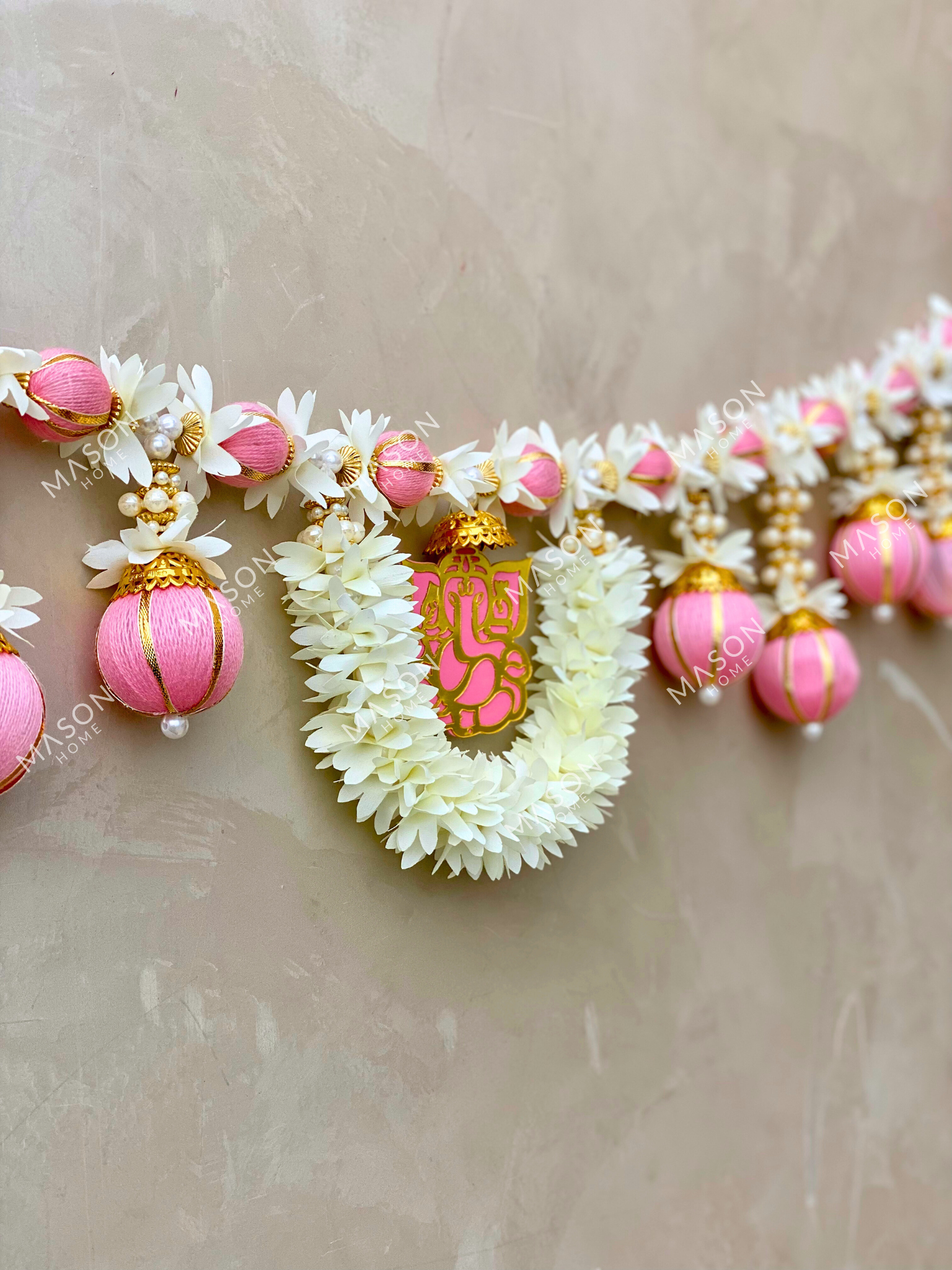 Festive Ganpati Floral Pink Toran