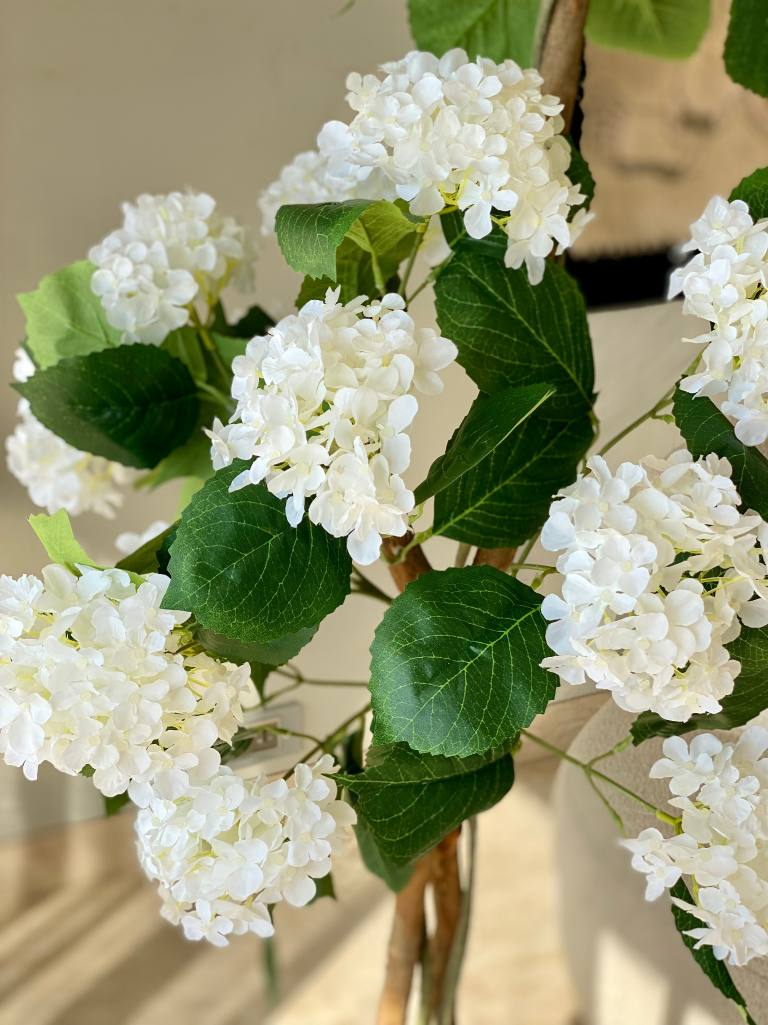 Artificial White Hydrangea Plant - 6 Feet