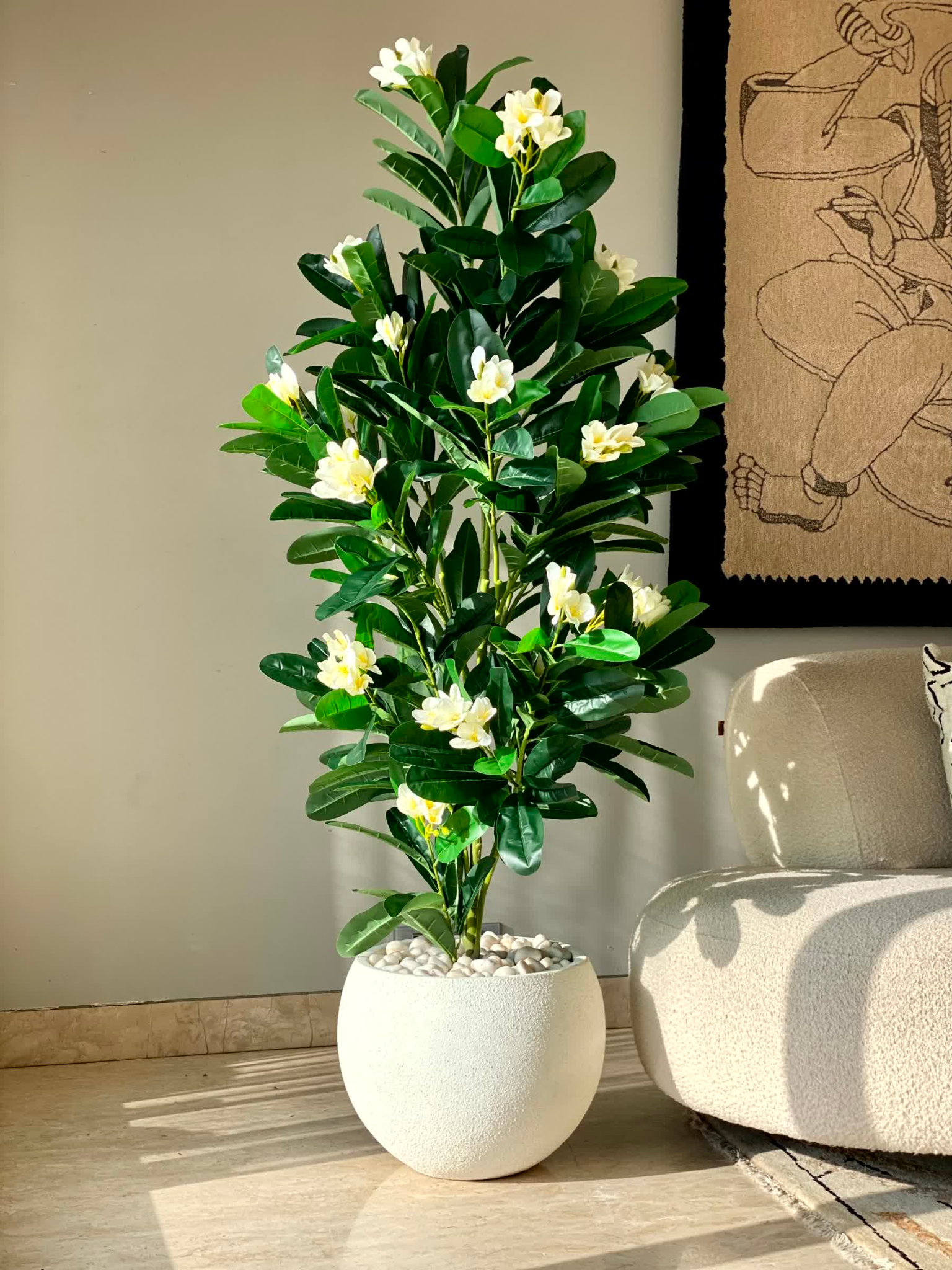 Artificial Frangipani Ivory Plant - 6 Feet