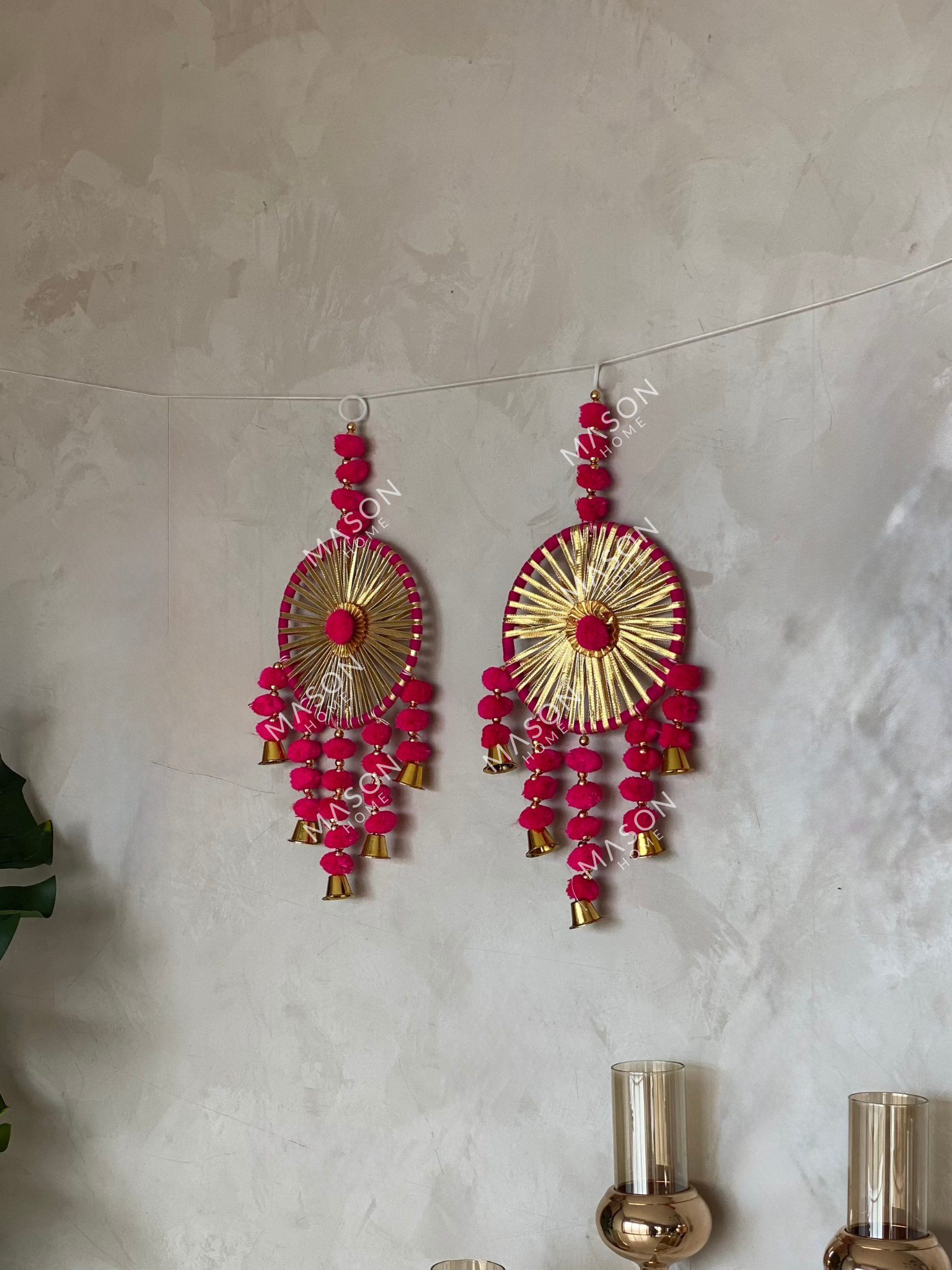 Festive Phulkari Latkan- Set of 2 (Pink)