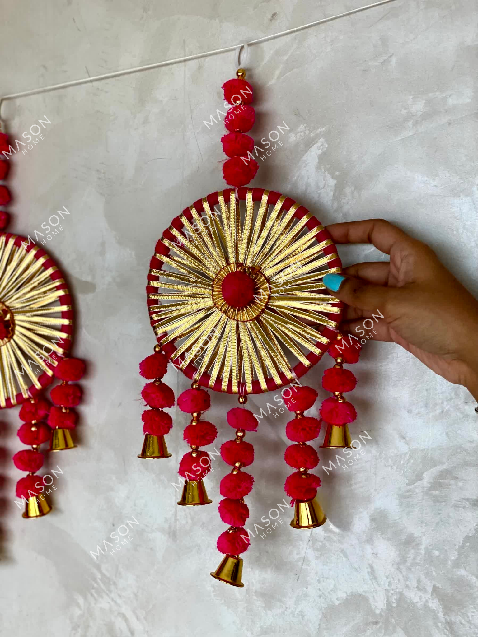 Festive Phulkari Latkan- Set of 2 (Pink)