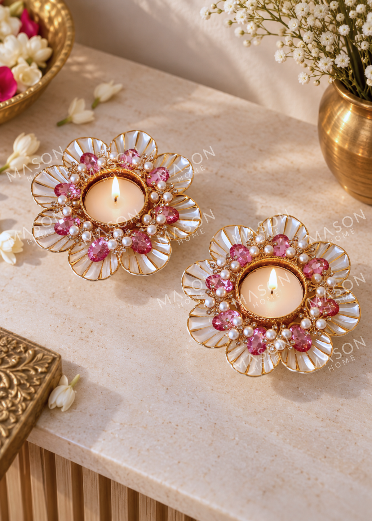 Anaya Floral Diya -Set of 2