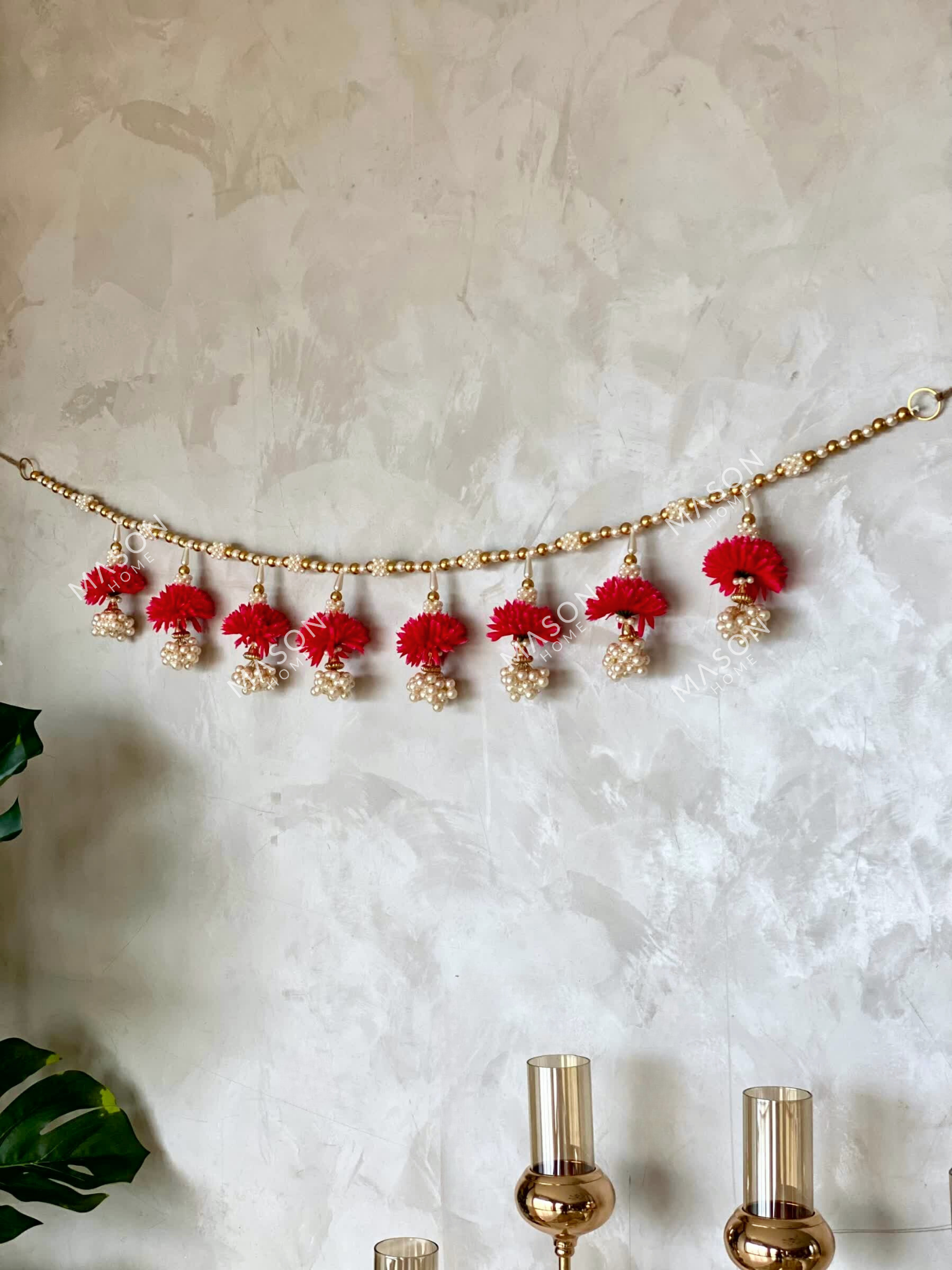 Festive Scarlet Pearl Bloom Toran