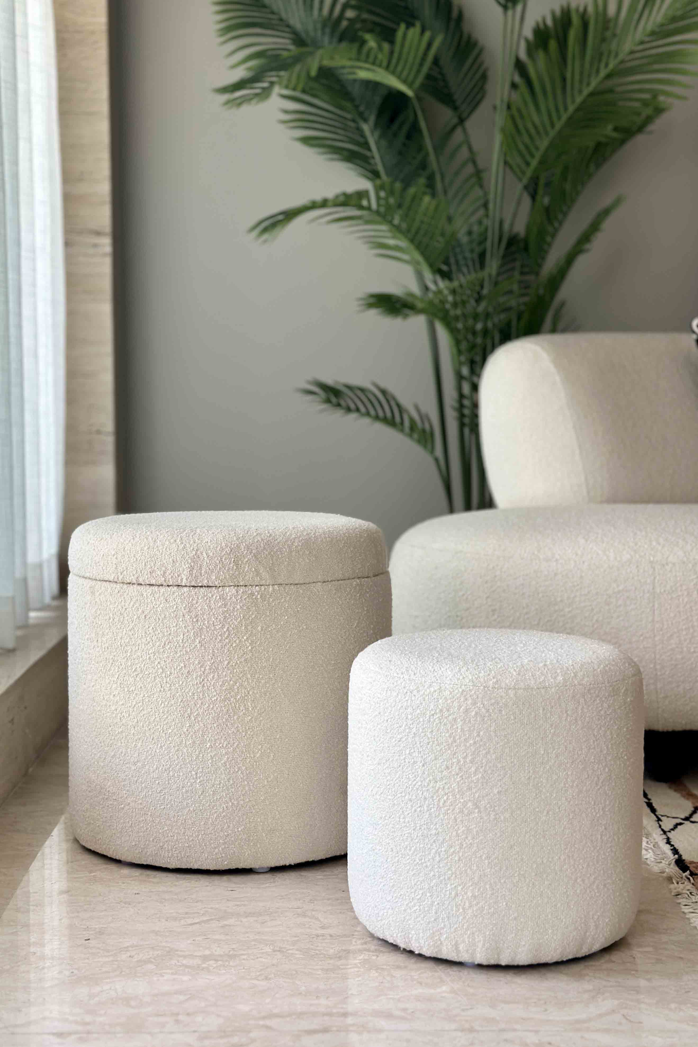 Bouclé Storage Pouffe (Set Of 2)