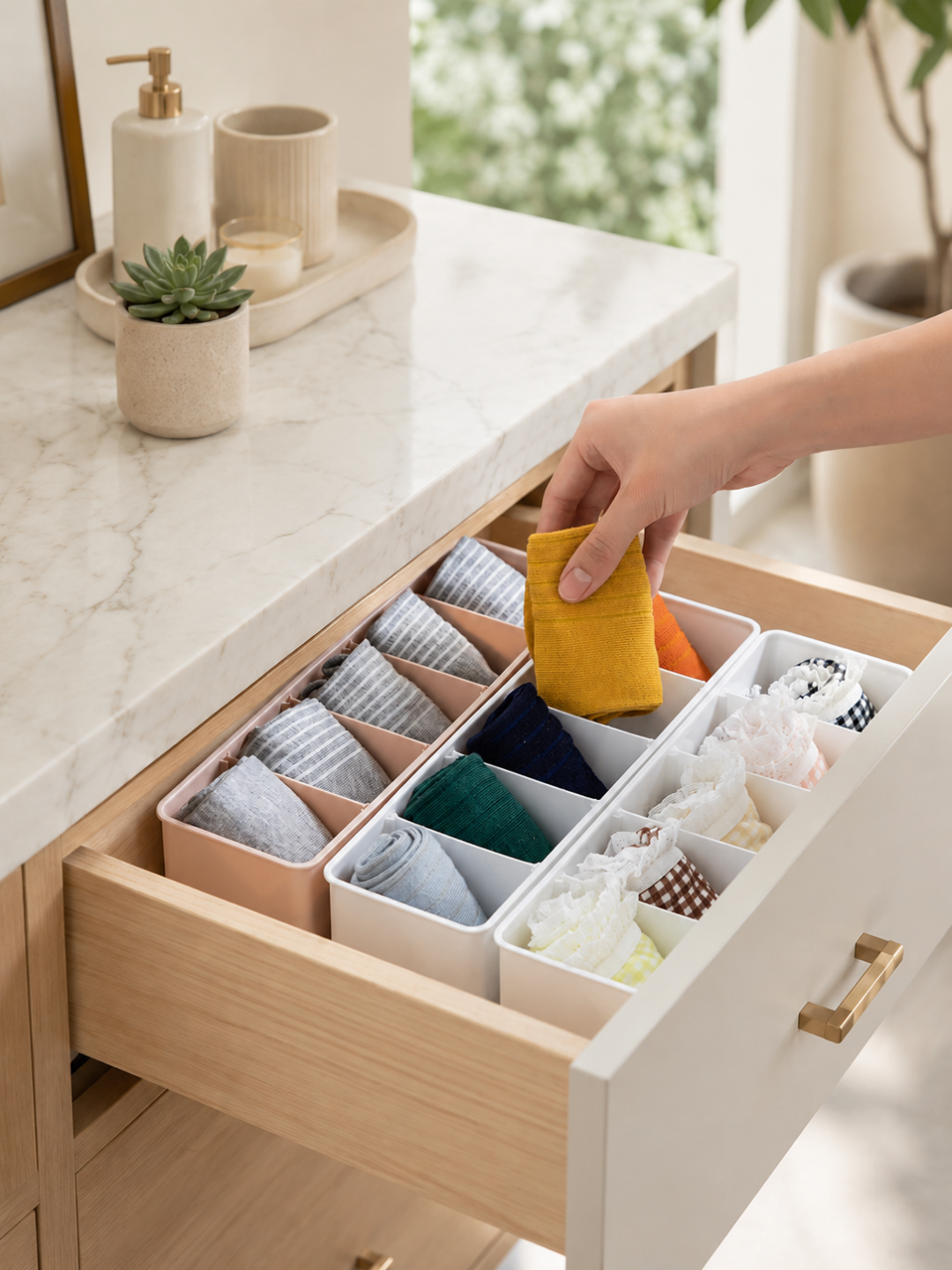 Small Storage Tray With Divider (Set of 3)