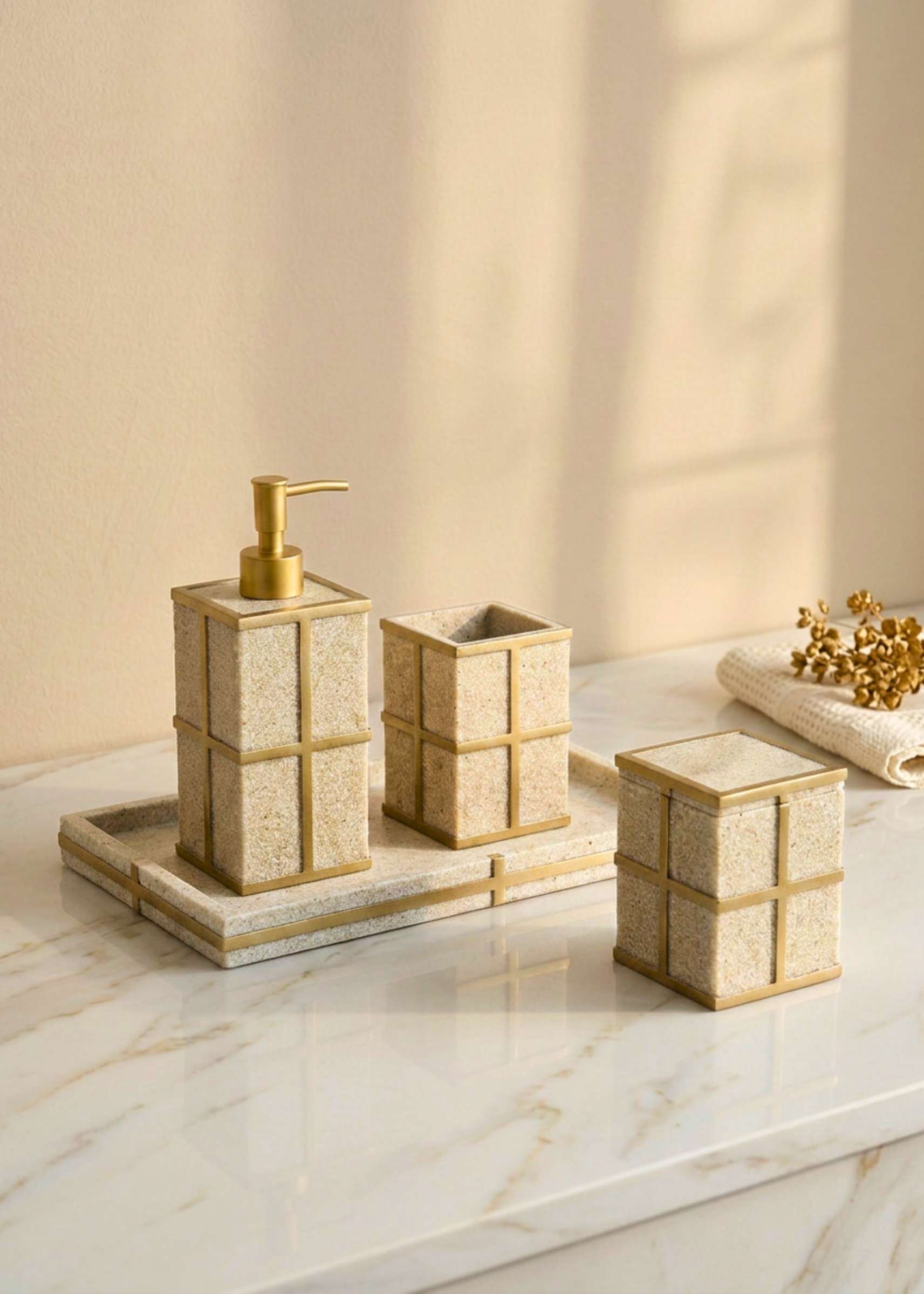 Axia Bathroom Set - Beige (Set of 4)