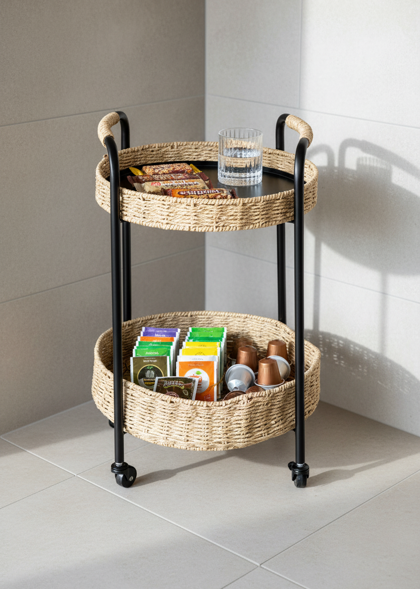 Two-Tier Rattan Trolley