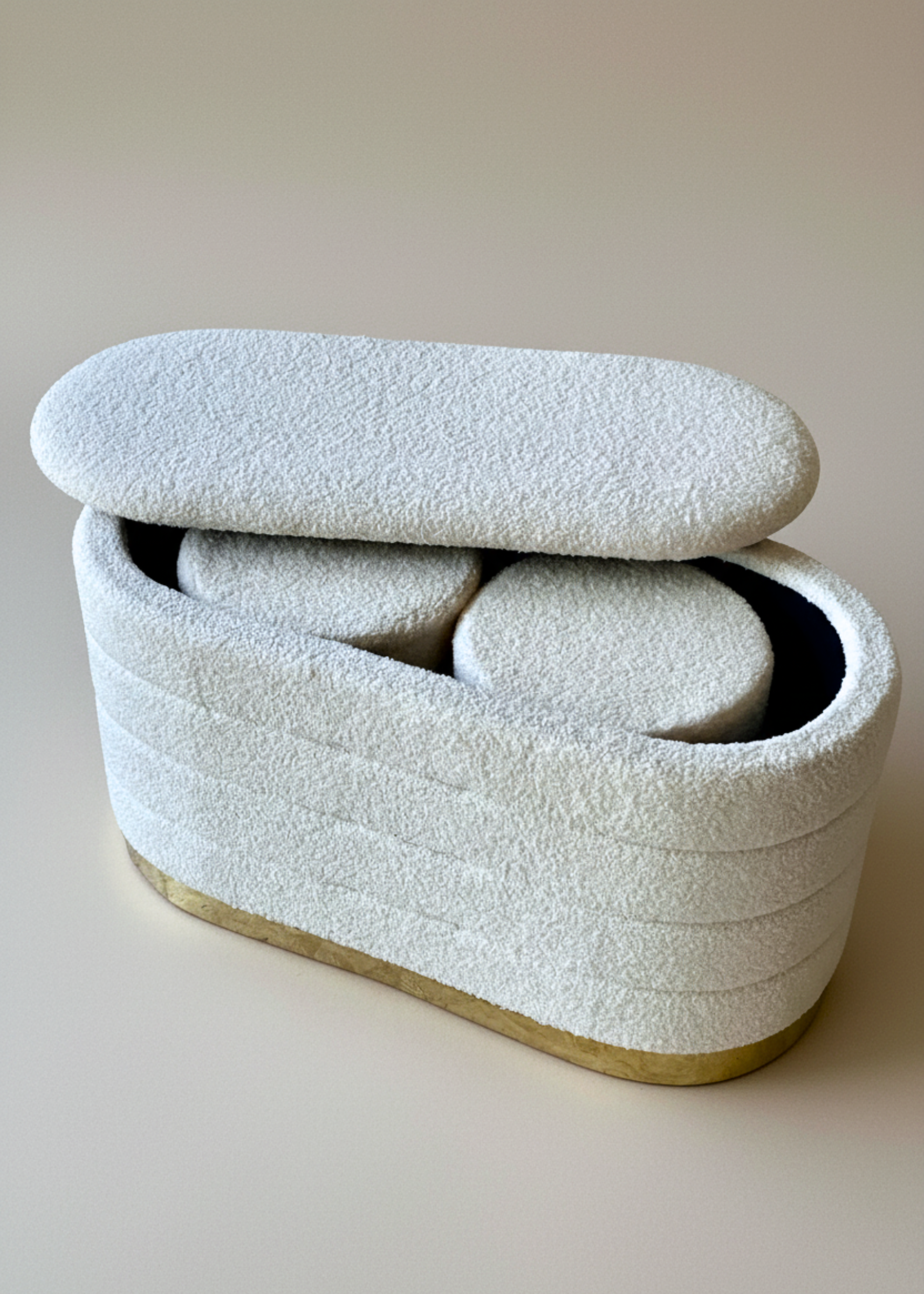 Cloud Boucle Storage Pouffe Set - Ivory