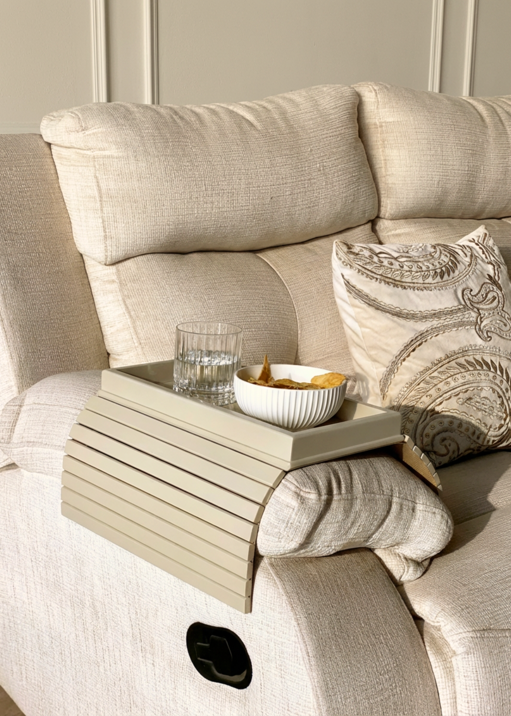 Sofa Armrest Tray - Beige