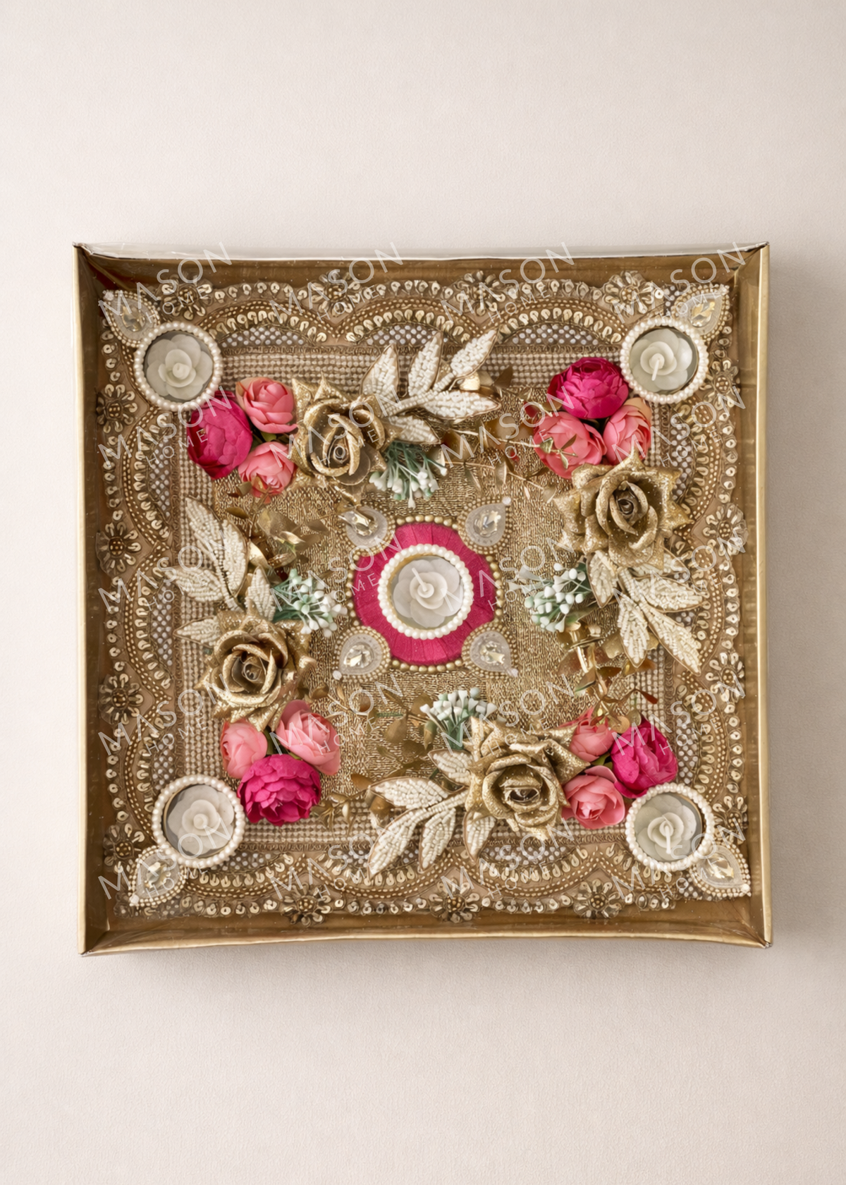 Festive Rose Grace I Artificial Rangoli