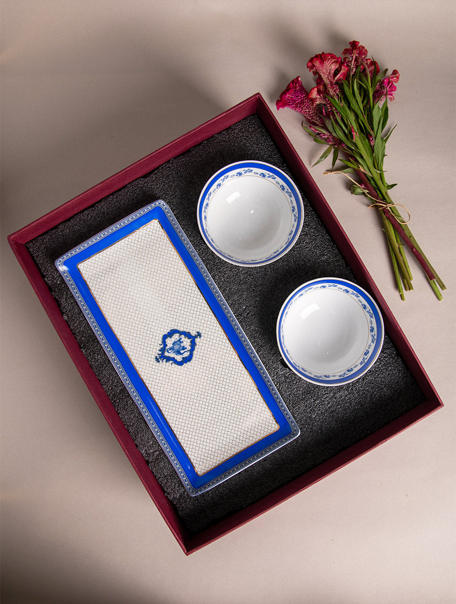 Gaj Gamini Bowls & Platter Serveware Set - Set of 3