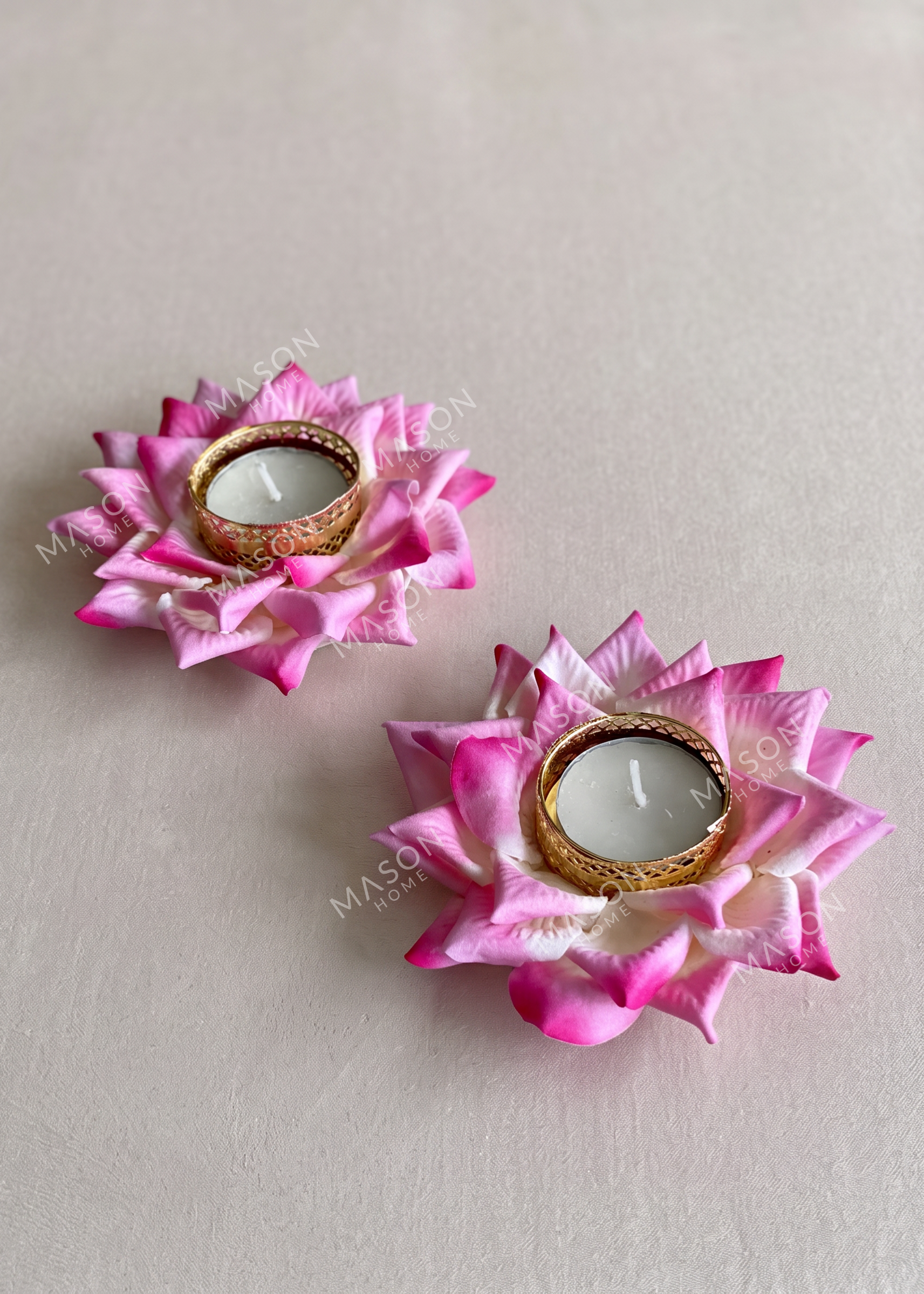 Festive Lotus Bloom Diya - Pink (Set of 2)