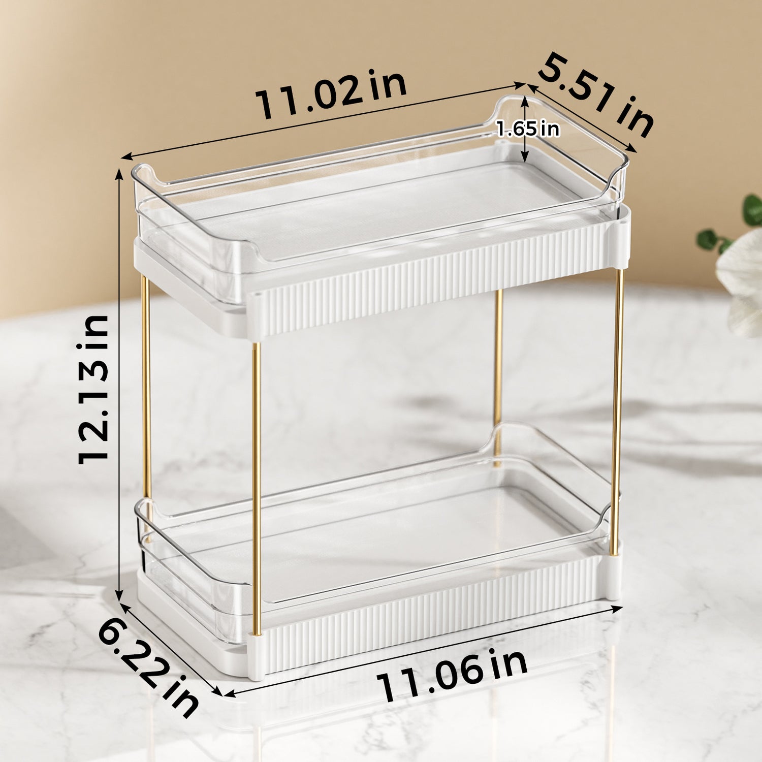 Two Tier Pullout Storage Rack - White