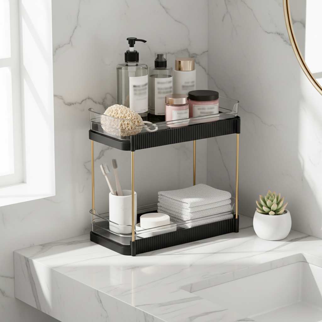 Two Tier Pullout Storage Rack - Black (Only For Mumbai)