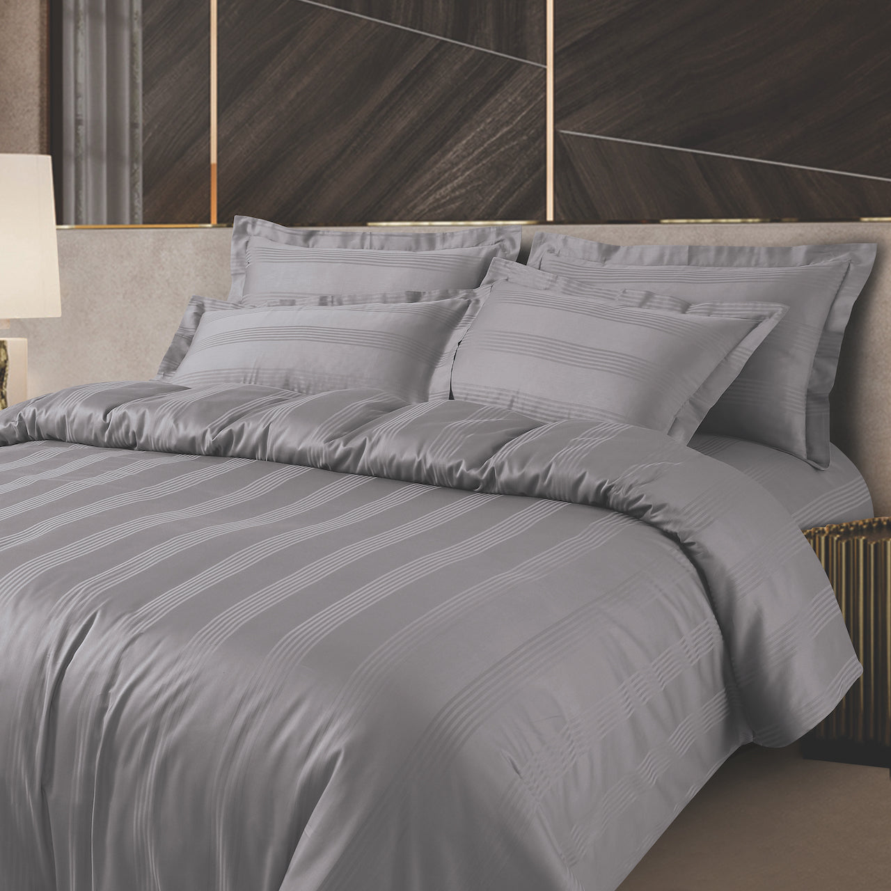 Turin Jacquard Grey Stripes Bedsheet