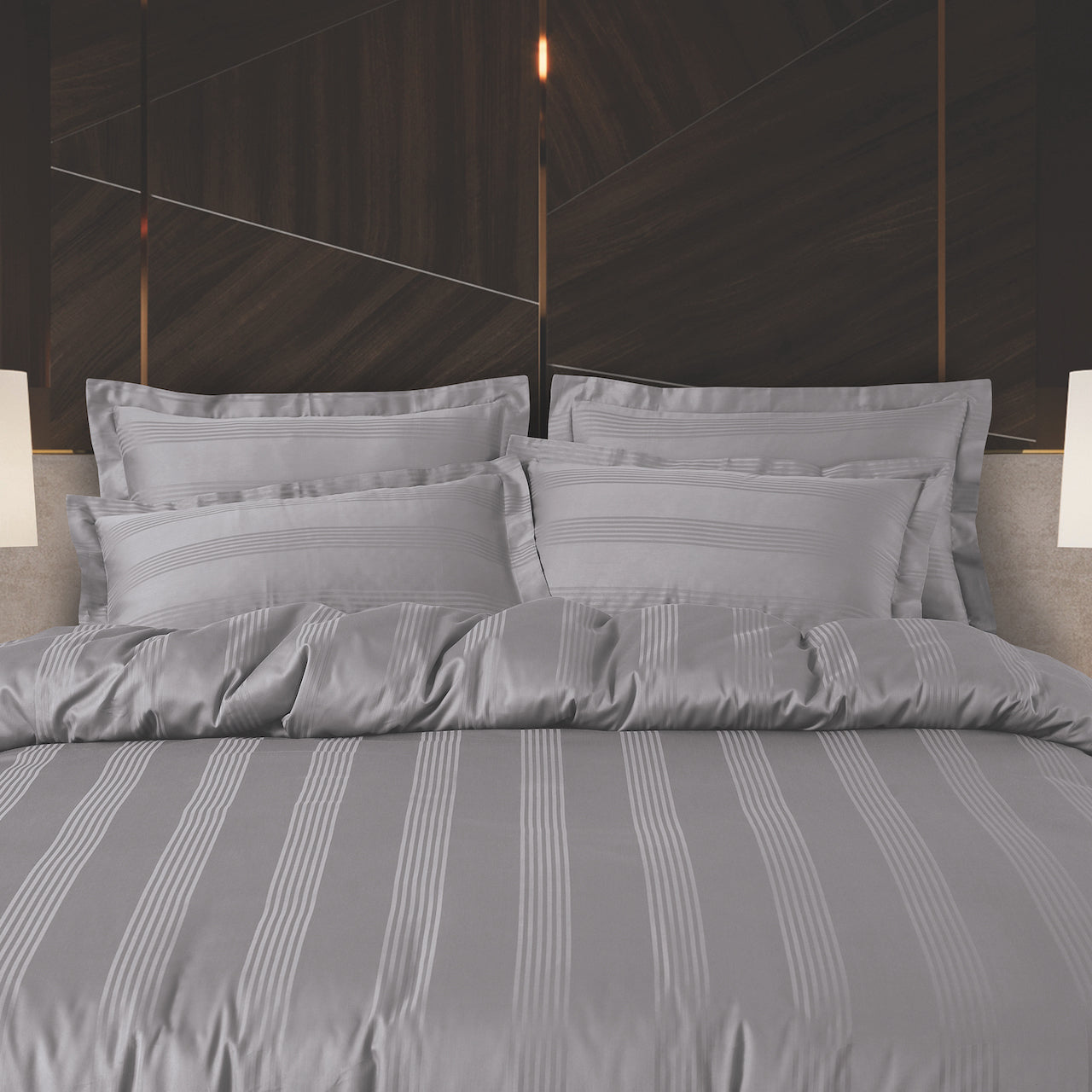 Turin Jacquard Grey Stripes Bedsheet