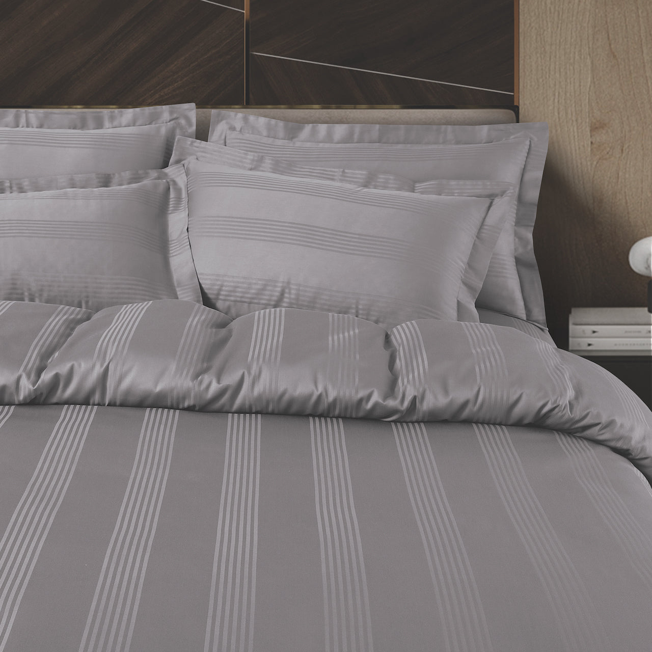 Turin Jacquard Grey Stripes Duvet Cover