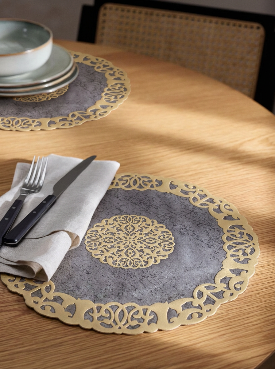 Fleur Placemat Grey - Set of 6