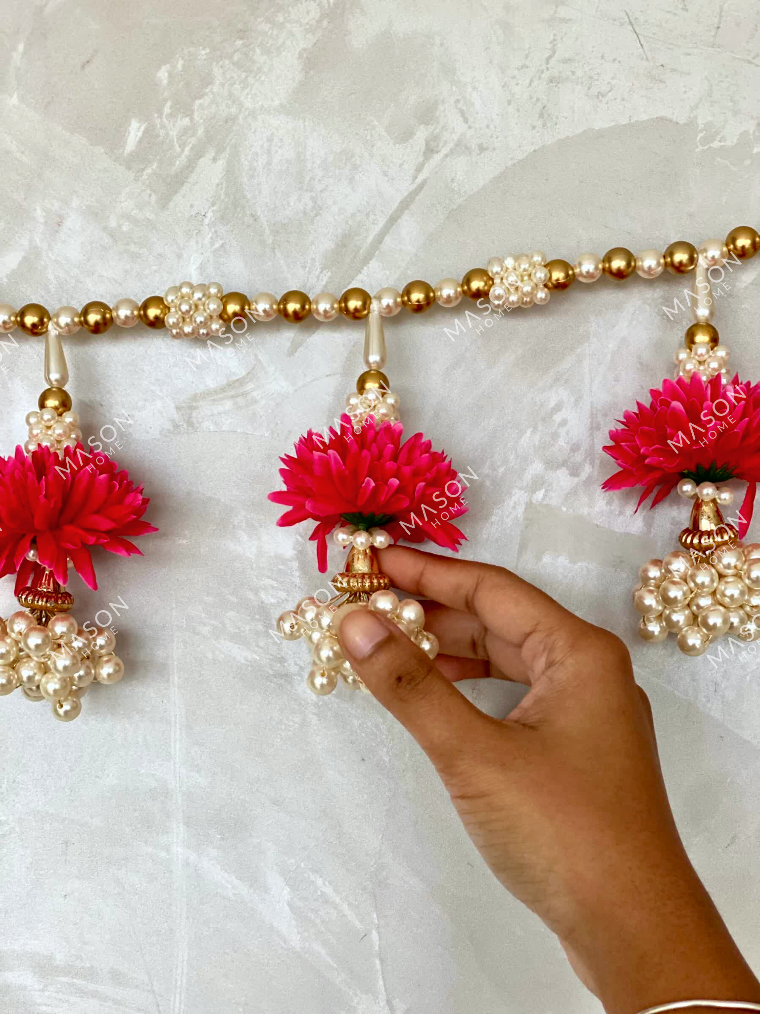 Festive Scarlet Pearl Bloom Toran