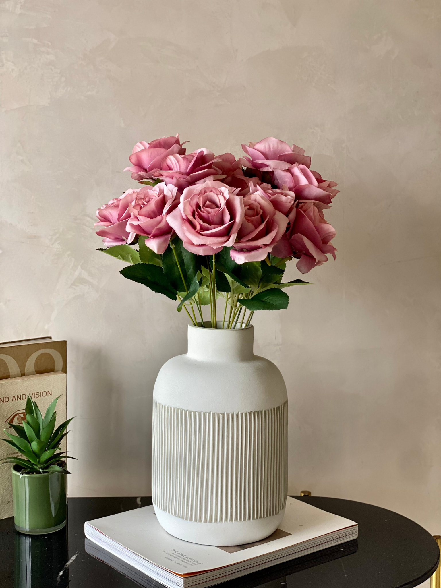 Artificial Blush Pink Rose Bunch