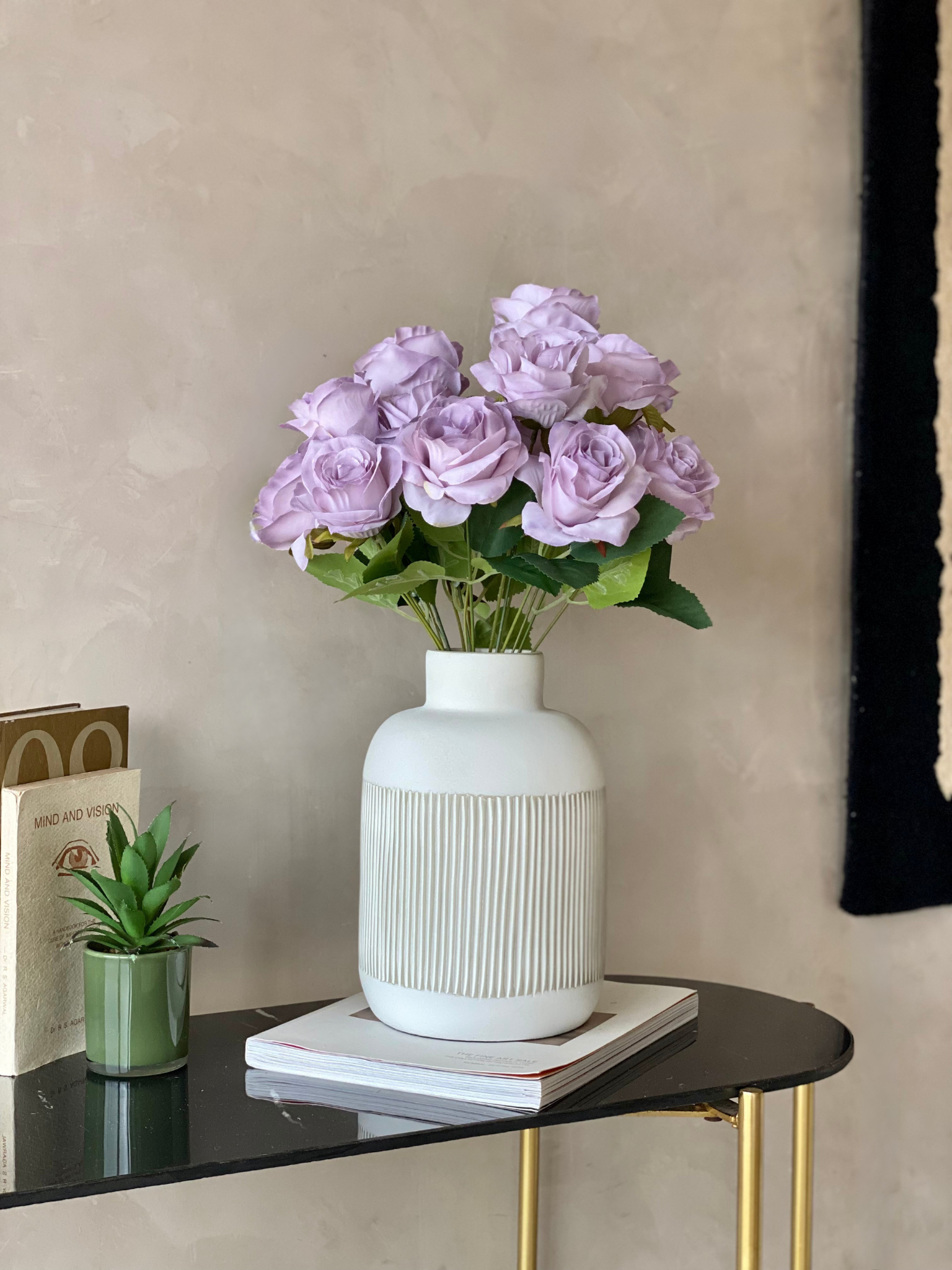 Artificial Lavender Rose Bunch