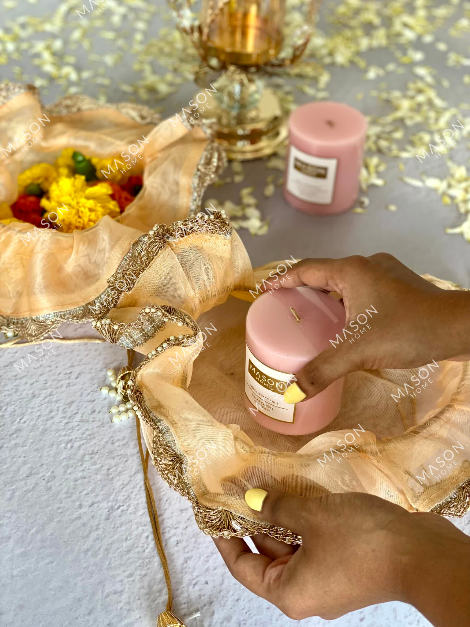 Festive Flower Batwa - Peach (Set of 2)