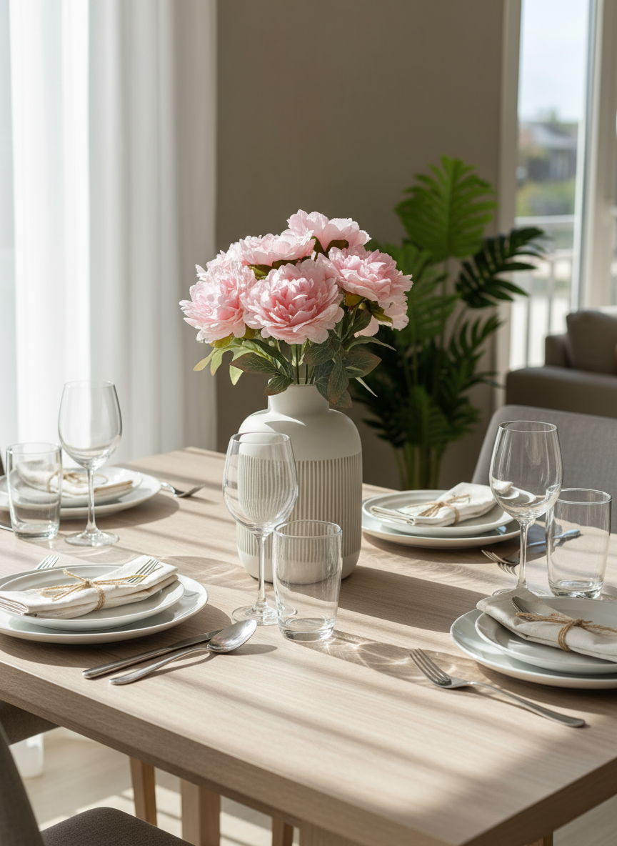 Artificial Blush Pink Peony Bunch