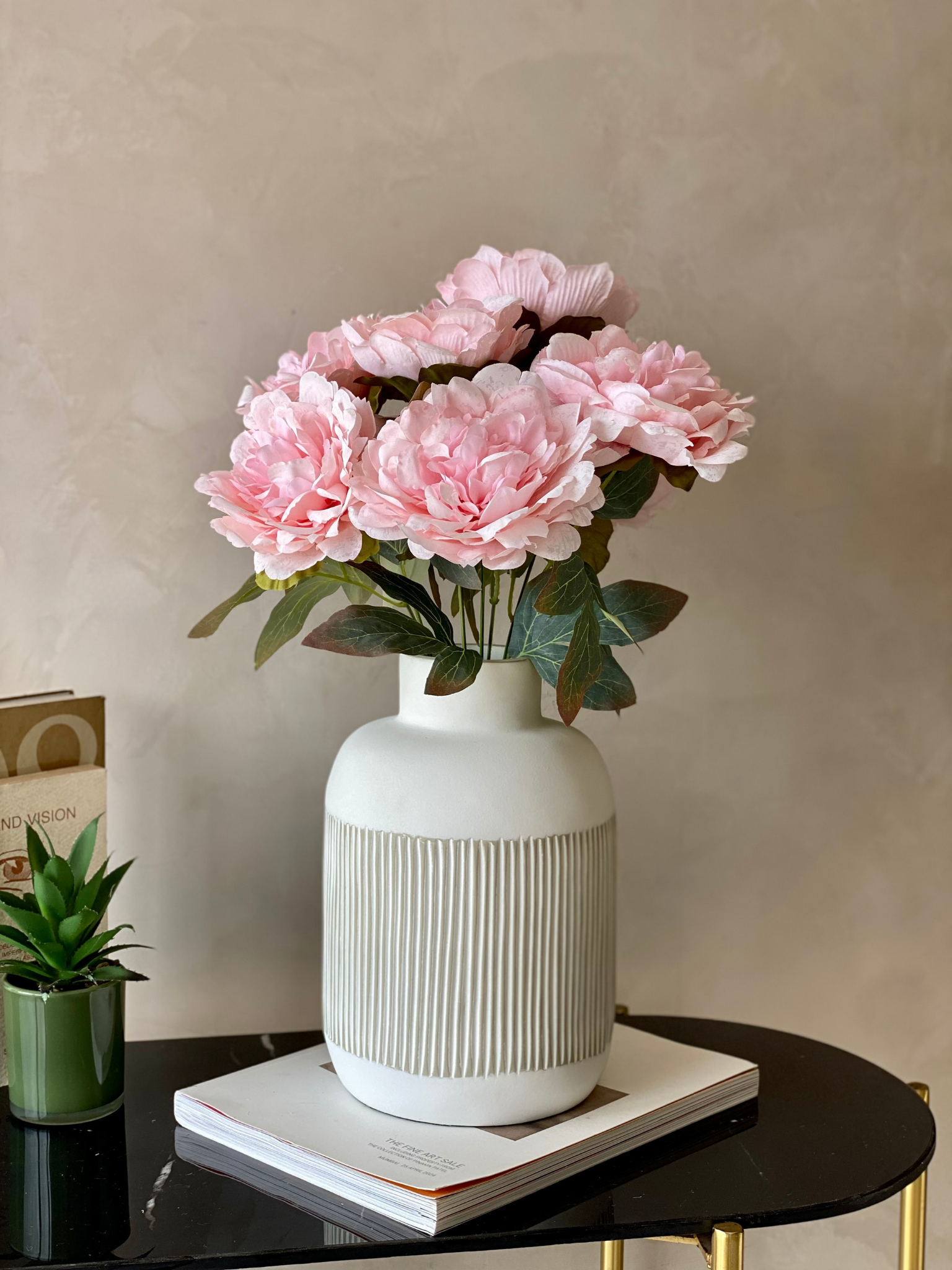 Artificial Blush Pink Peony Bunch