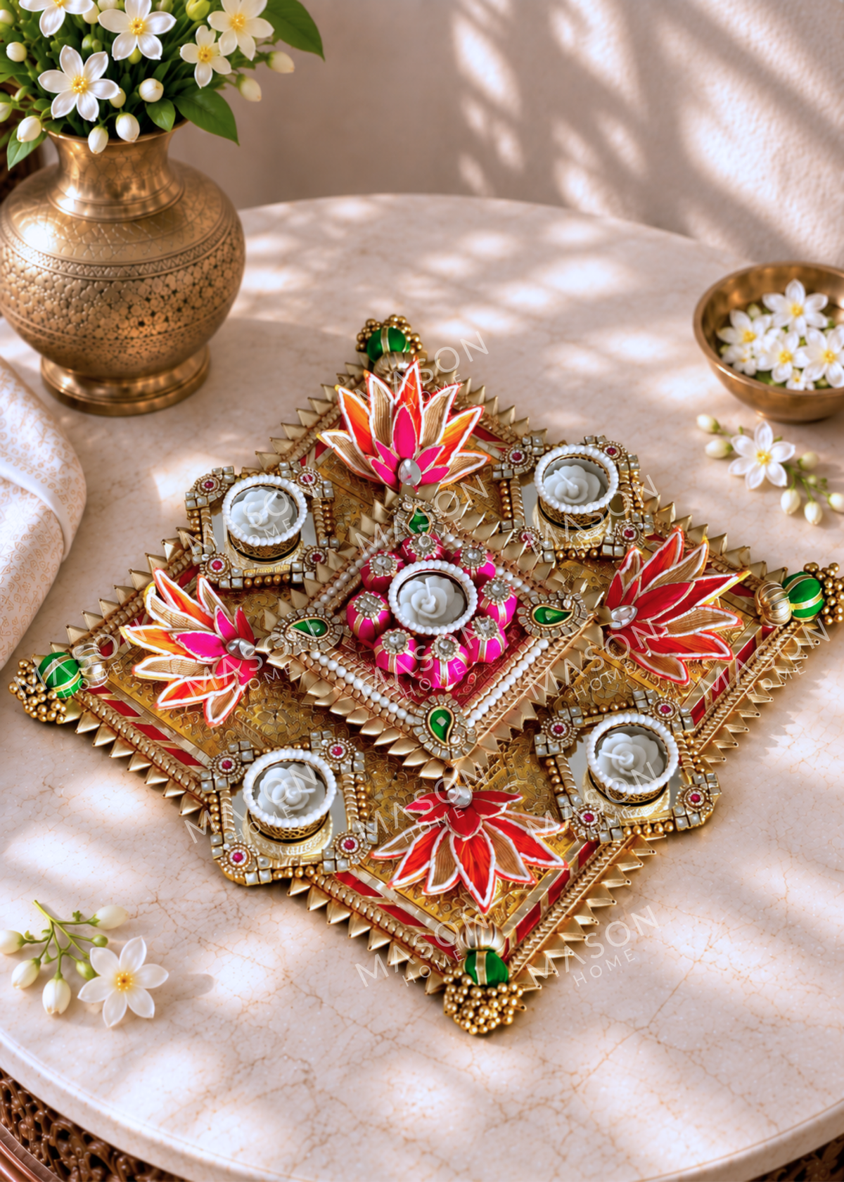 Festive Floral Grace I Artificial Rangoli