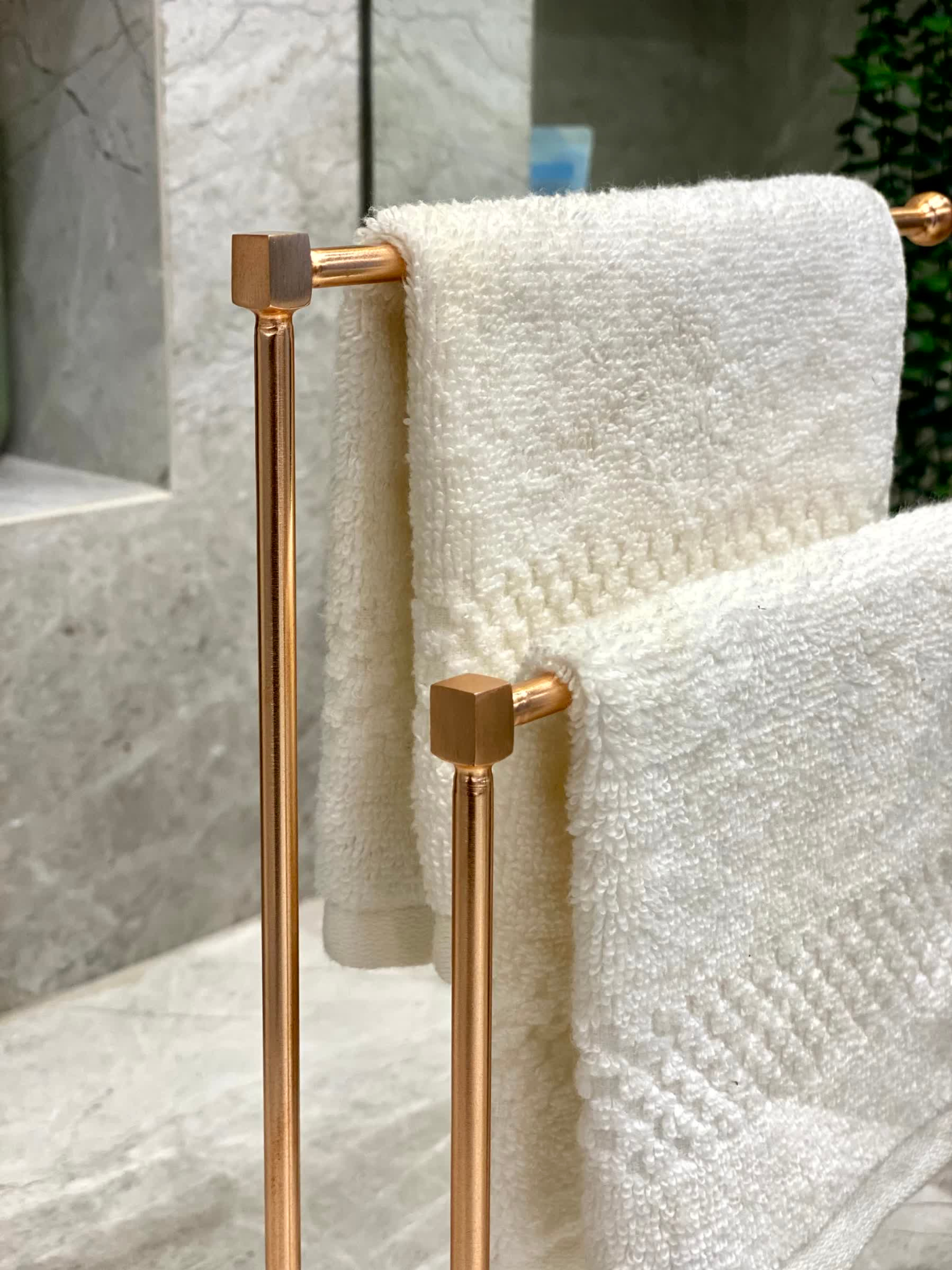 Melrose Hand Towel Stand - White & Rose gold