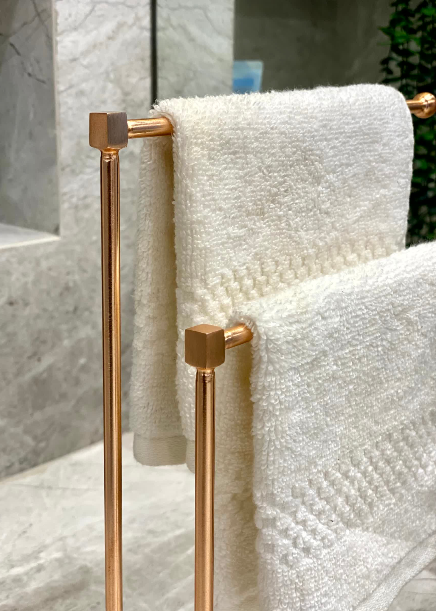 Melrose Hand Towel Stand - White & Rose Gold