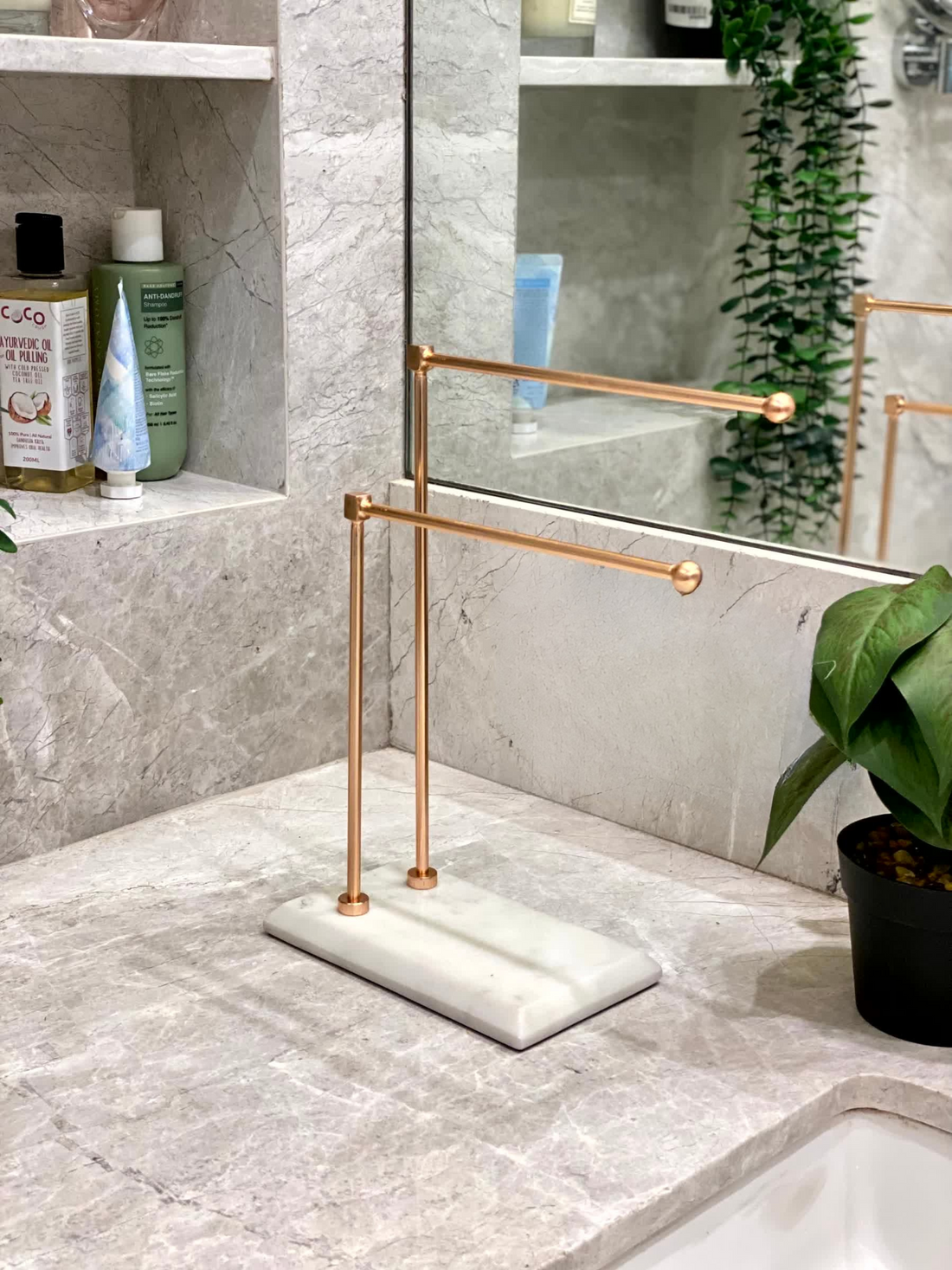 Melrose Hand Towel Stand - White & Rose Gold