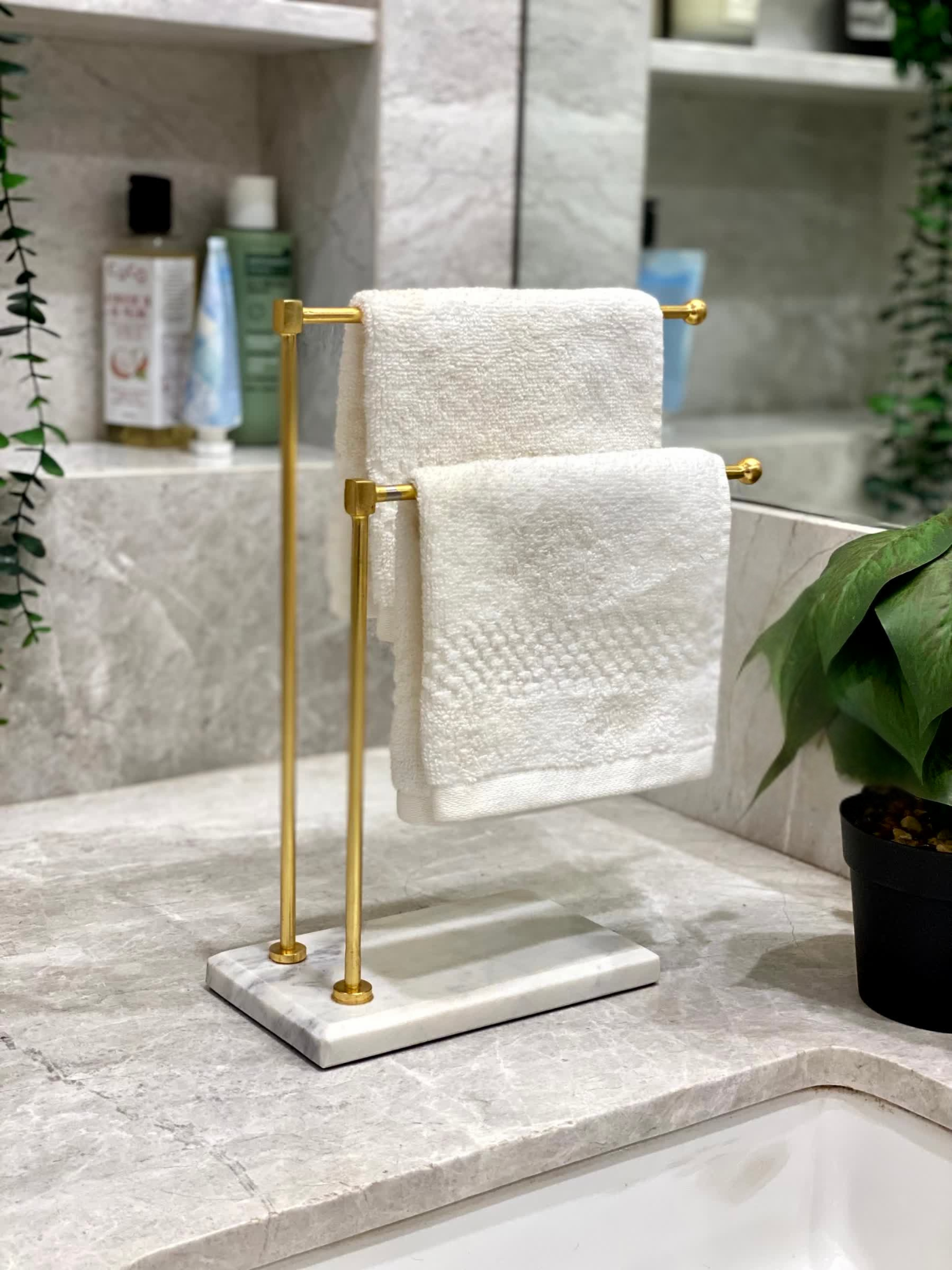 Melrose Hand Towel Stand - White & Gold