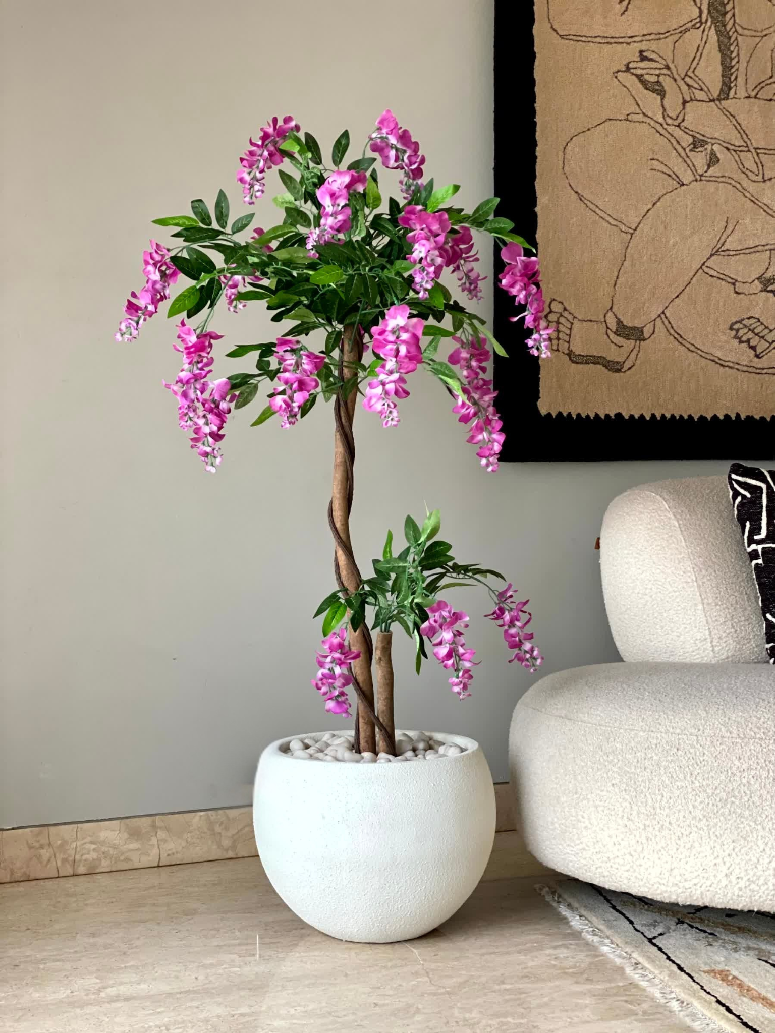 Artificial Wisteria Blush Pink Plant - 4 Feet