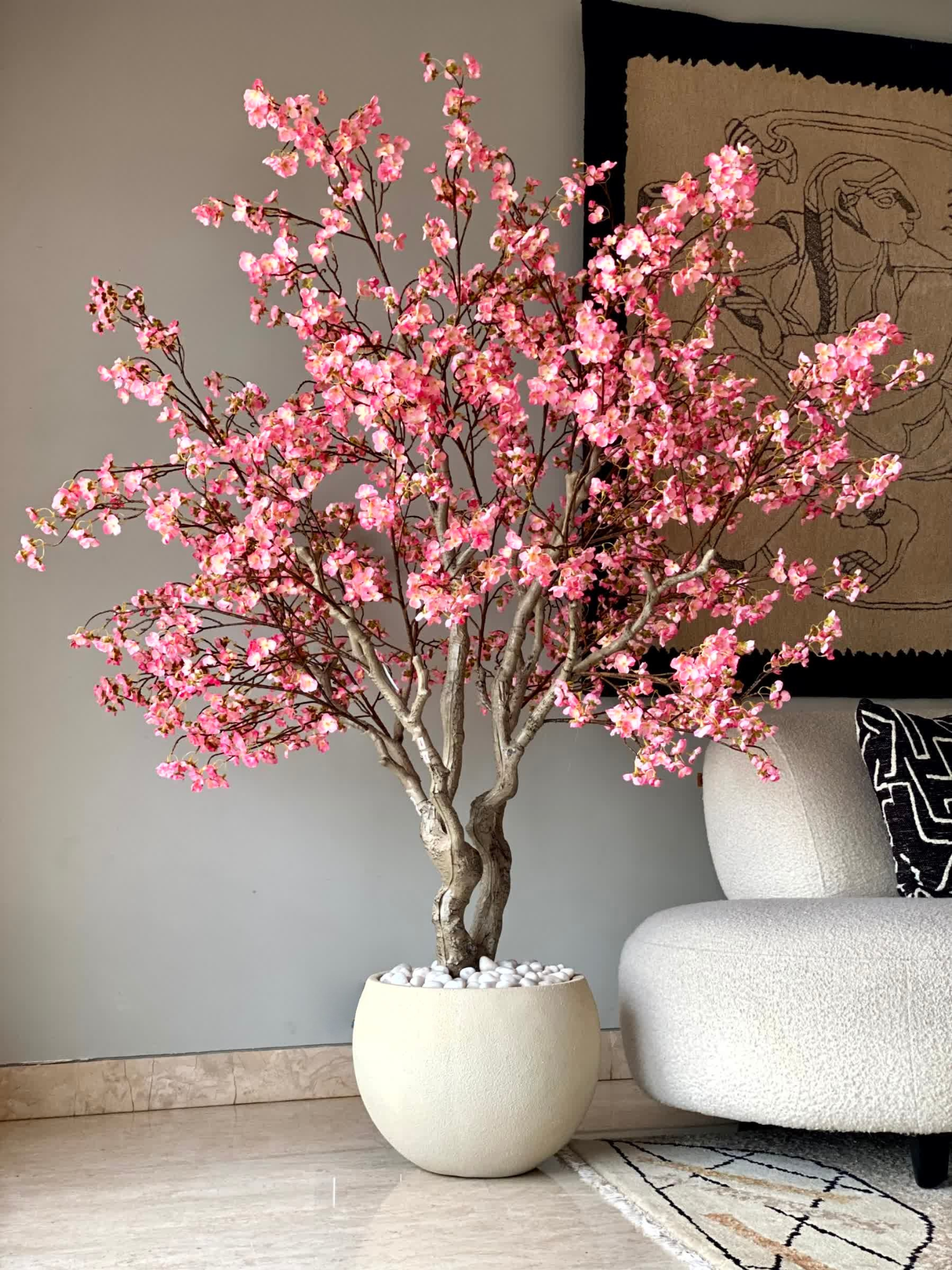 Artificial Blush Cherry Blossom Plant - 6.5 Feet