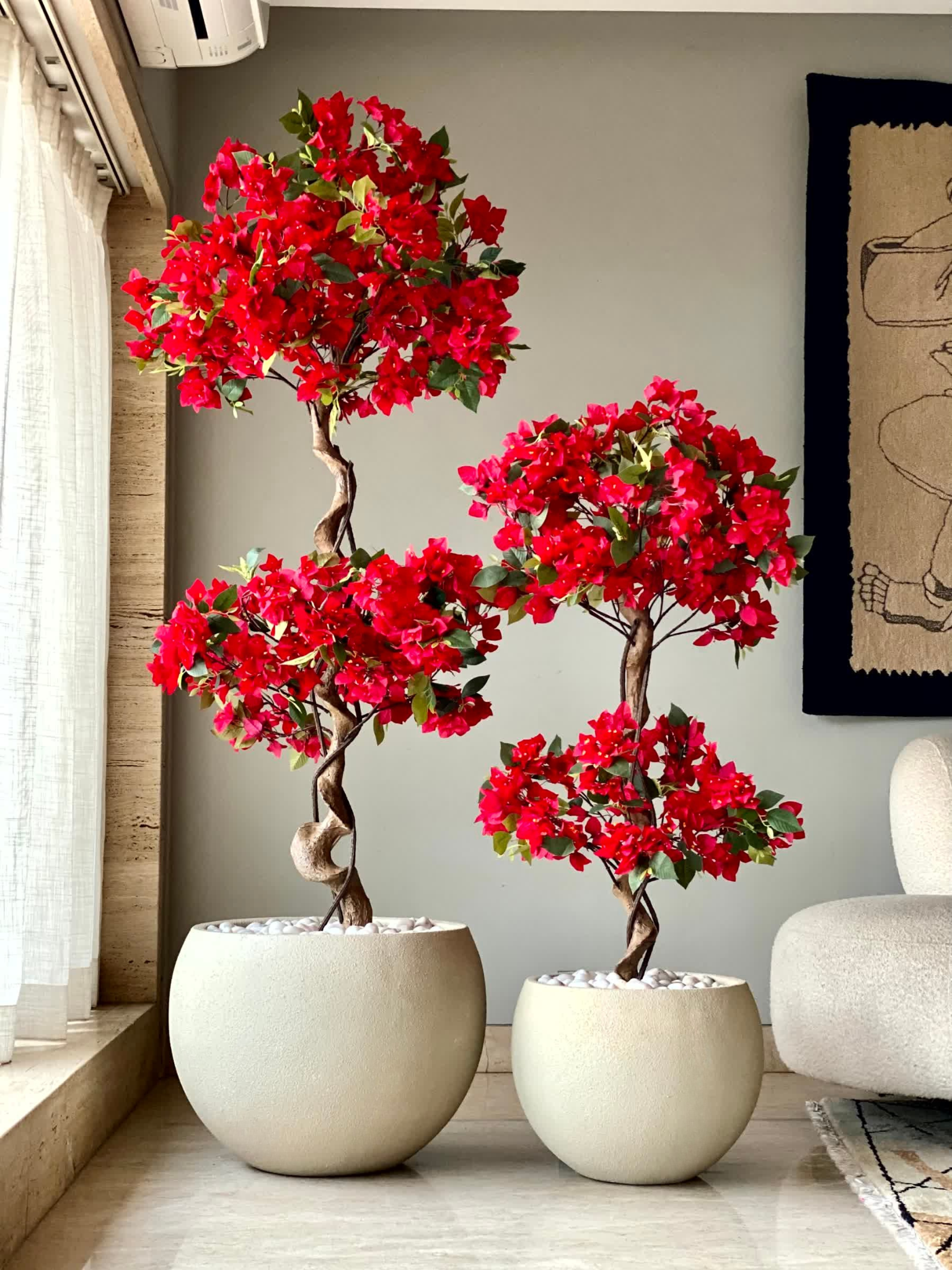 Artificial Scarlett Red Twisted Bougainvillea Plant - 4 Feet